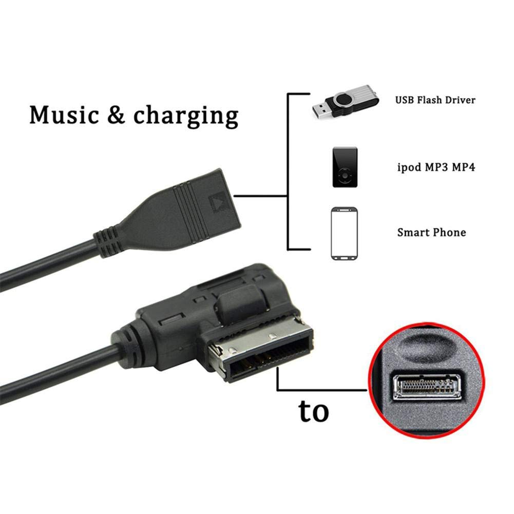 Original MMI to AUX Cable Adapter - USB Music Interface AMI MMI MP3 Cable for Audi S4 S5 S6 - Car Audio Auxiliary Input for Smartphone Music Streaming & Hands-Free Calling