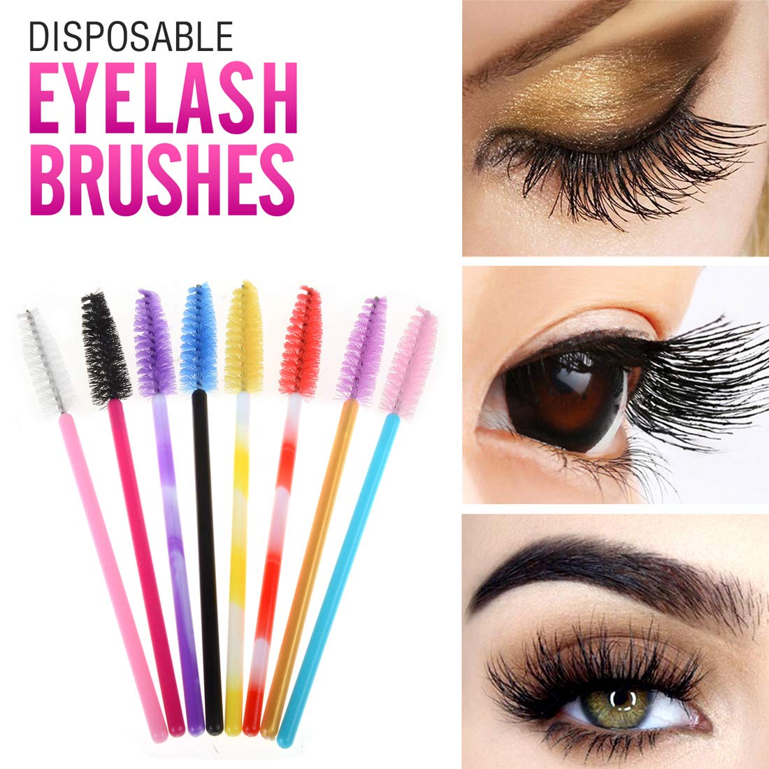 200 Pcs Disposable Mascara Wands - Eyelash Brushes for Makeup Application - Multicolor Lashes Applicators for Salon, Home & Professional Use