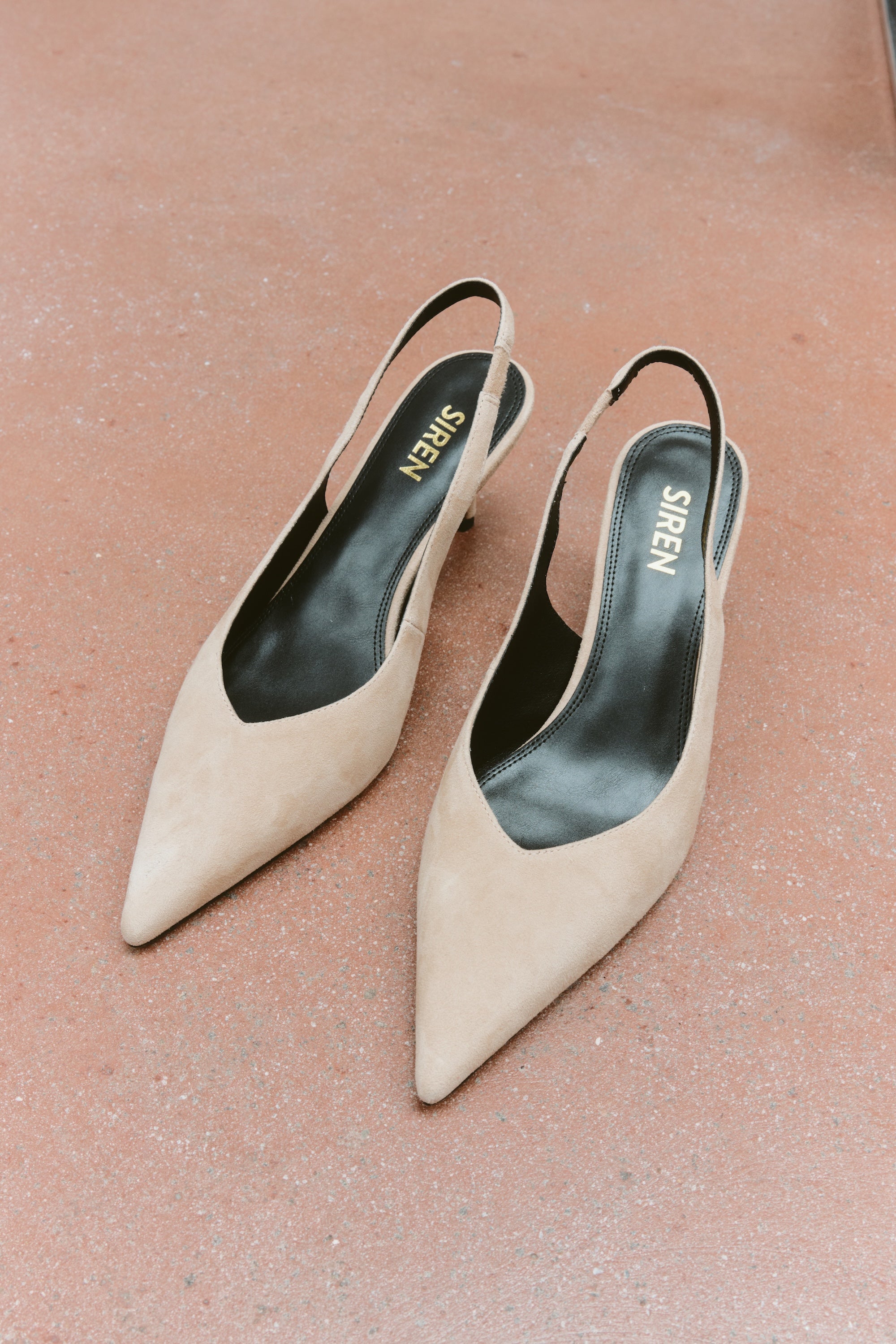 Yory Slingback Kitten Heels - Almond Tan Suede Women's Shoes | Comfortable Low Heel Pumps for Work, Office & Special Occasions