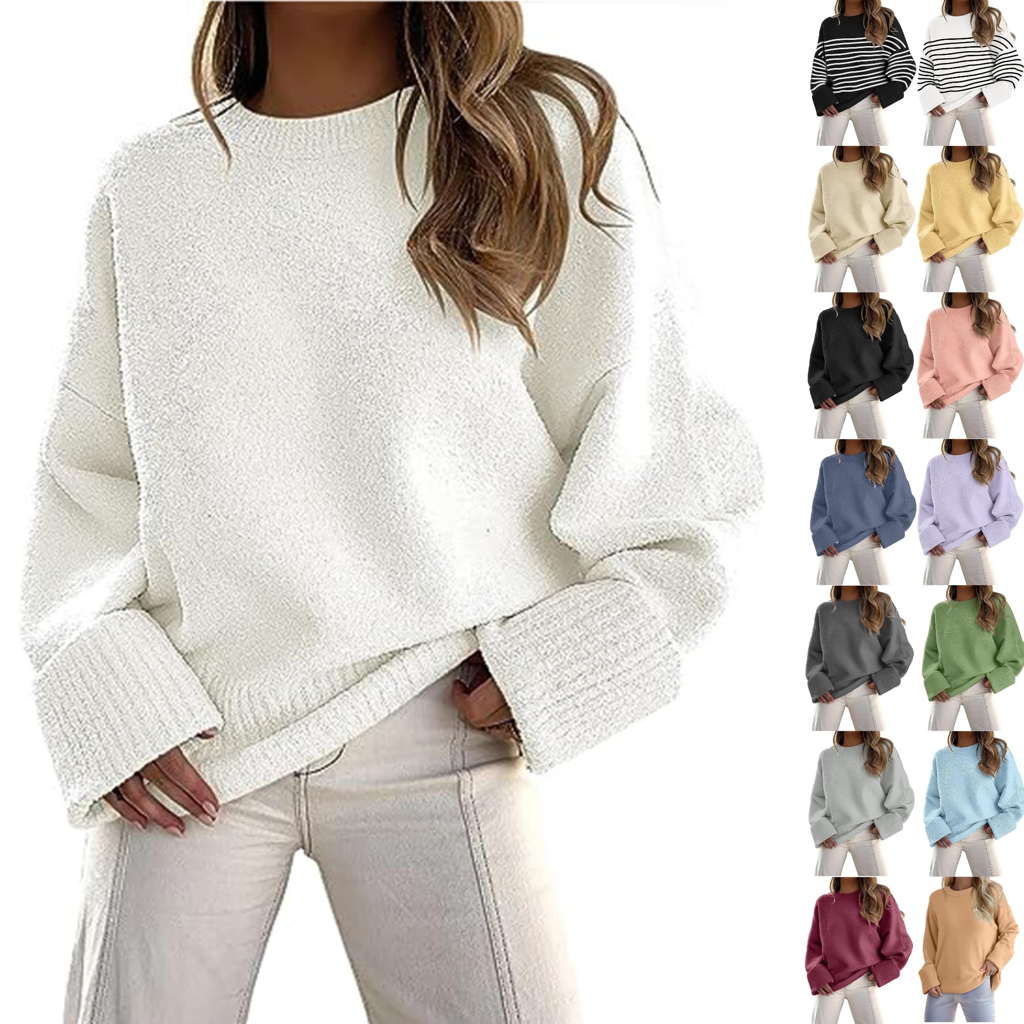 Women's Oversized Fuzzy Chunky Warm Pullover Sweater - Long Sleeve Cozy Knit Fall Winter Fashion 2024 | Casual Loungewear & Streetwear Outfit