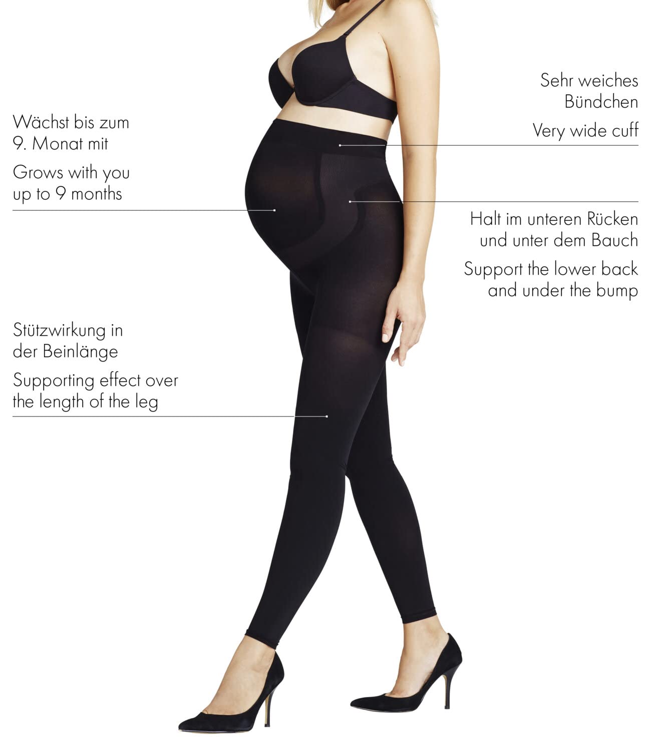 FALKE Women's 9 Month Maternity 80 Opaque Footless Tights - 1 Pair for Pregnancy Comfort & Support - Perfect for Work, Yoga & Everyday Wear