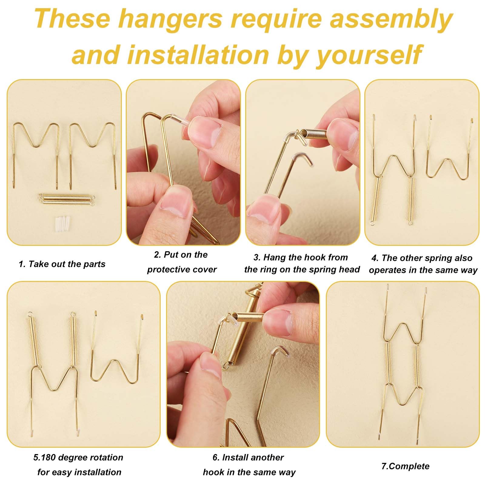 4 Pack Gold W-Shaped Plate Hangers for Wall - 6/8/10/12 Inch Stainless Steel Plate Holder Hooks - Vertical Display Mount for Decorative Plates, Antique Arts & Collectibles - Perfect for Dining Room, Kitchen Decor & Wall Gallery Display