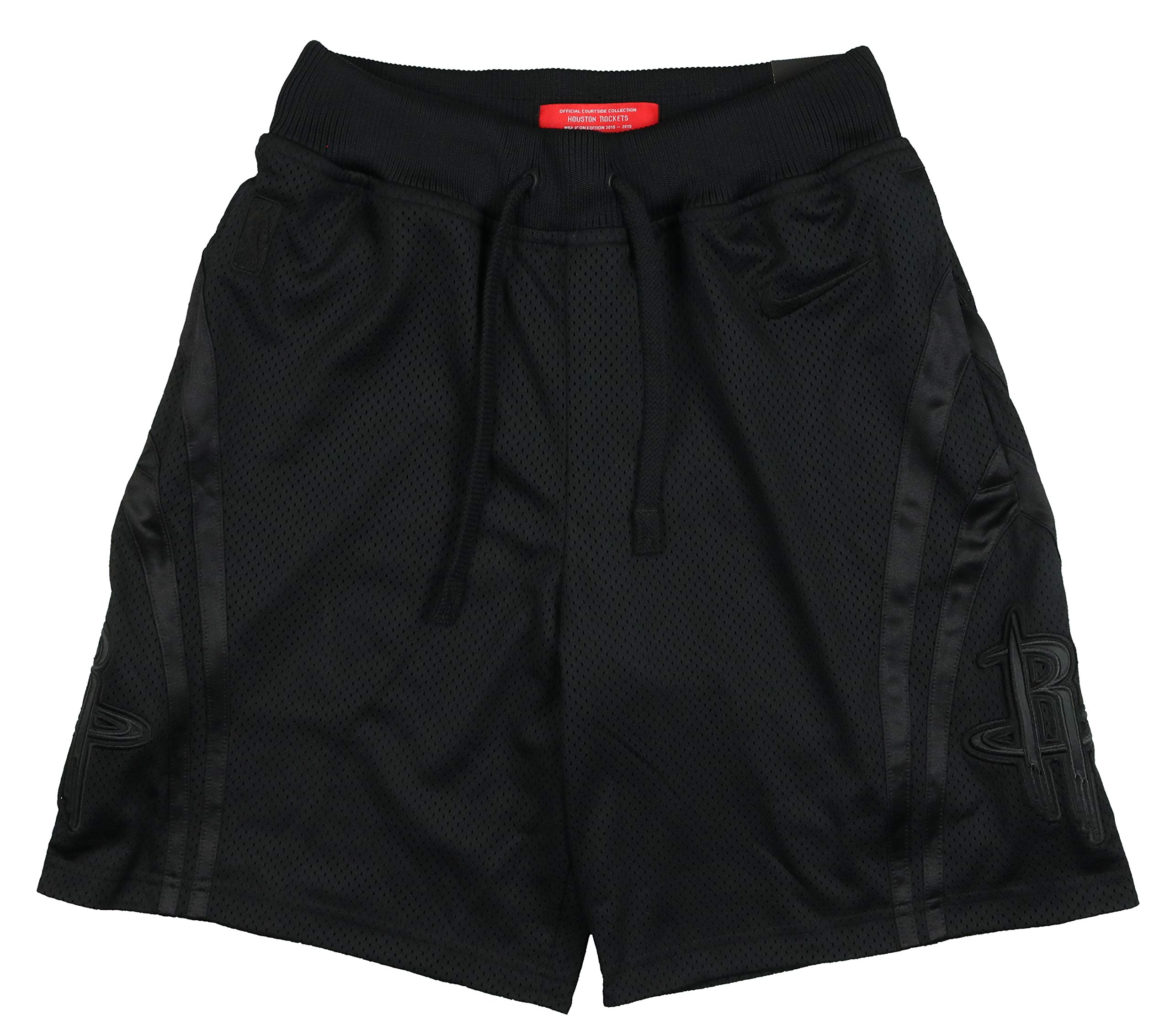Nike Men's Houston Rockets Courtside Icon Basketball Shorts - X-Large, Triple Black | Comfortable NBA Athletic Wear for Gym, Training & Casual Street Style