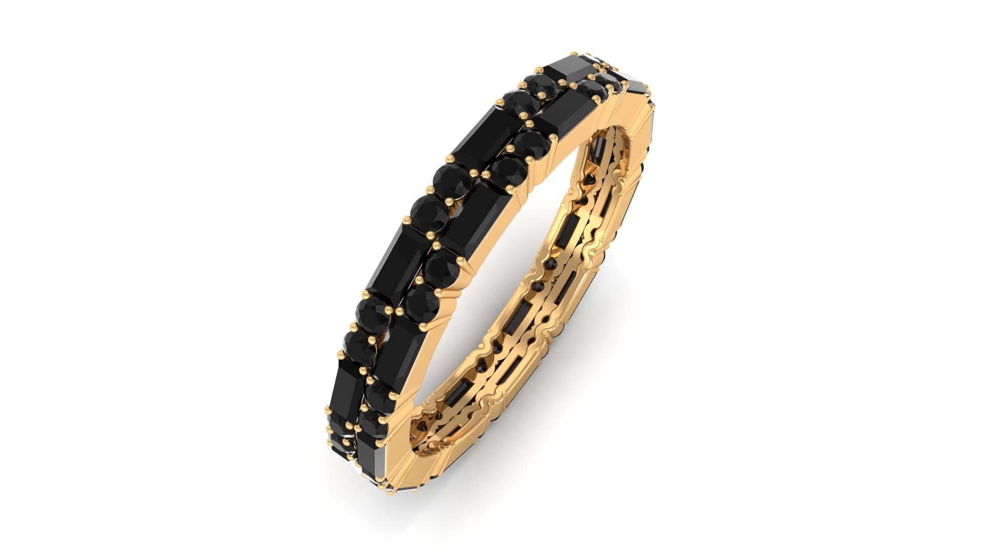 1.50 CT Black Spinel & 14K Solid Gold Elegant Eternity Ring for Women | August Birthstone Jewelry | Perfect for Anniversaries, Weddings & Special Occasions