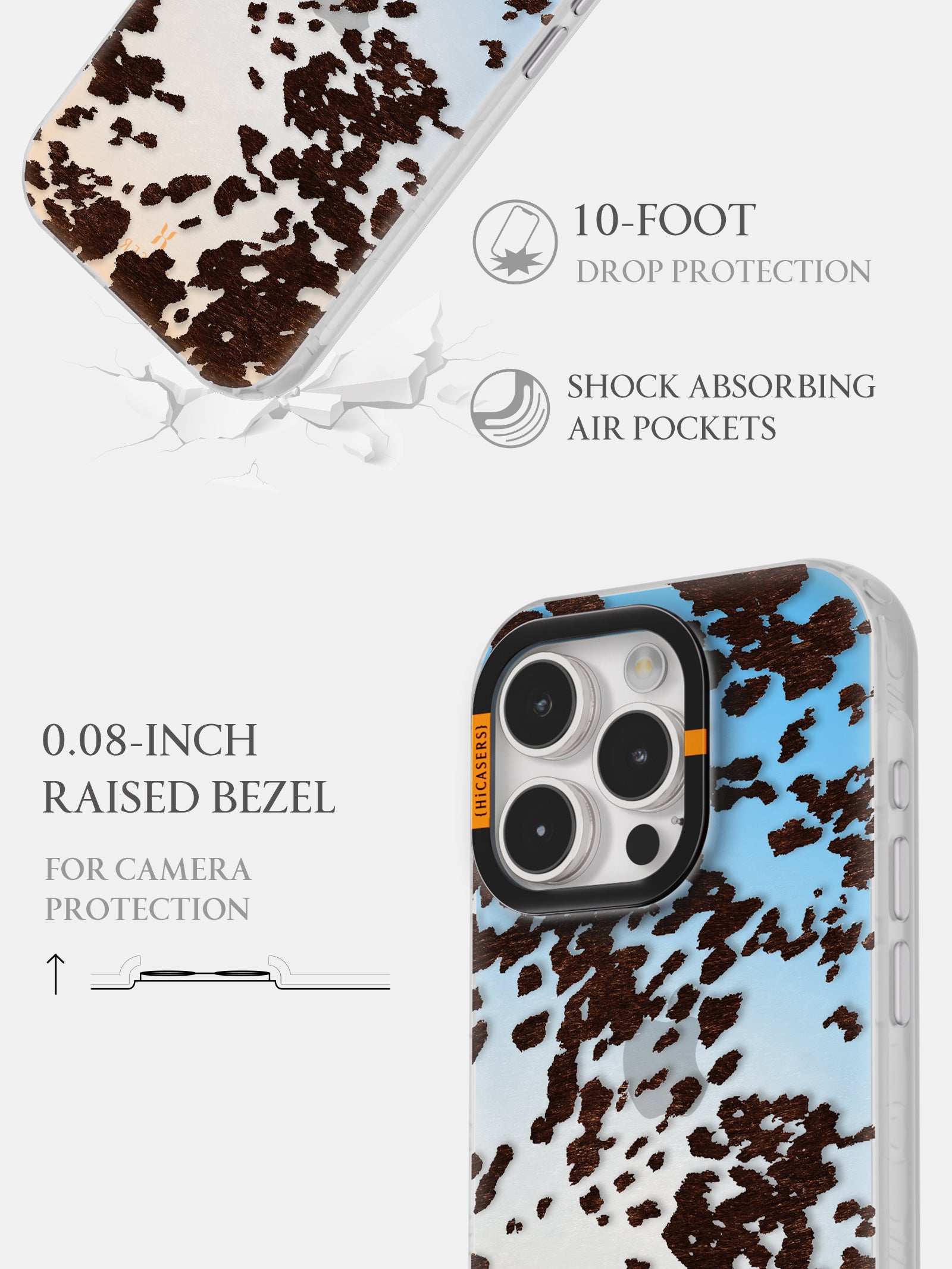 Cow Print Iridescent Phone Case - Brown | Trendy & Durable Protective Cover for iPhone & Android | Perfect for Everyday Use, Travel & Fashion Accessories