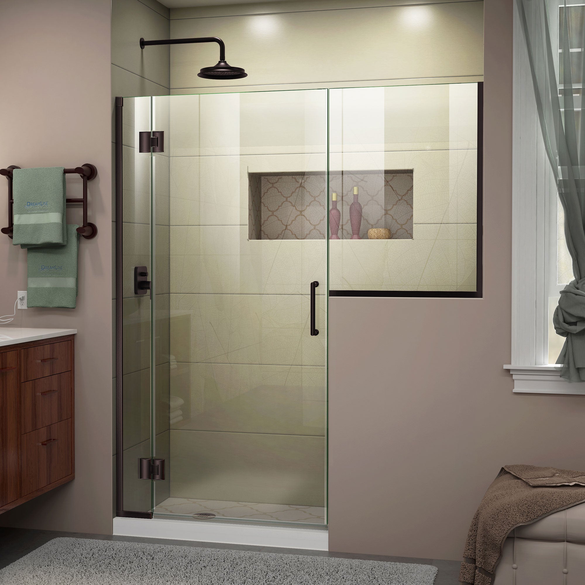 DreamLine Unidoor X Frameless Hinged Shower Door 53-53.5