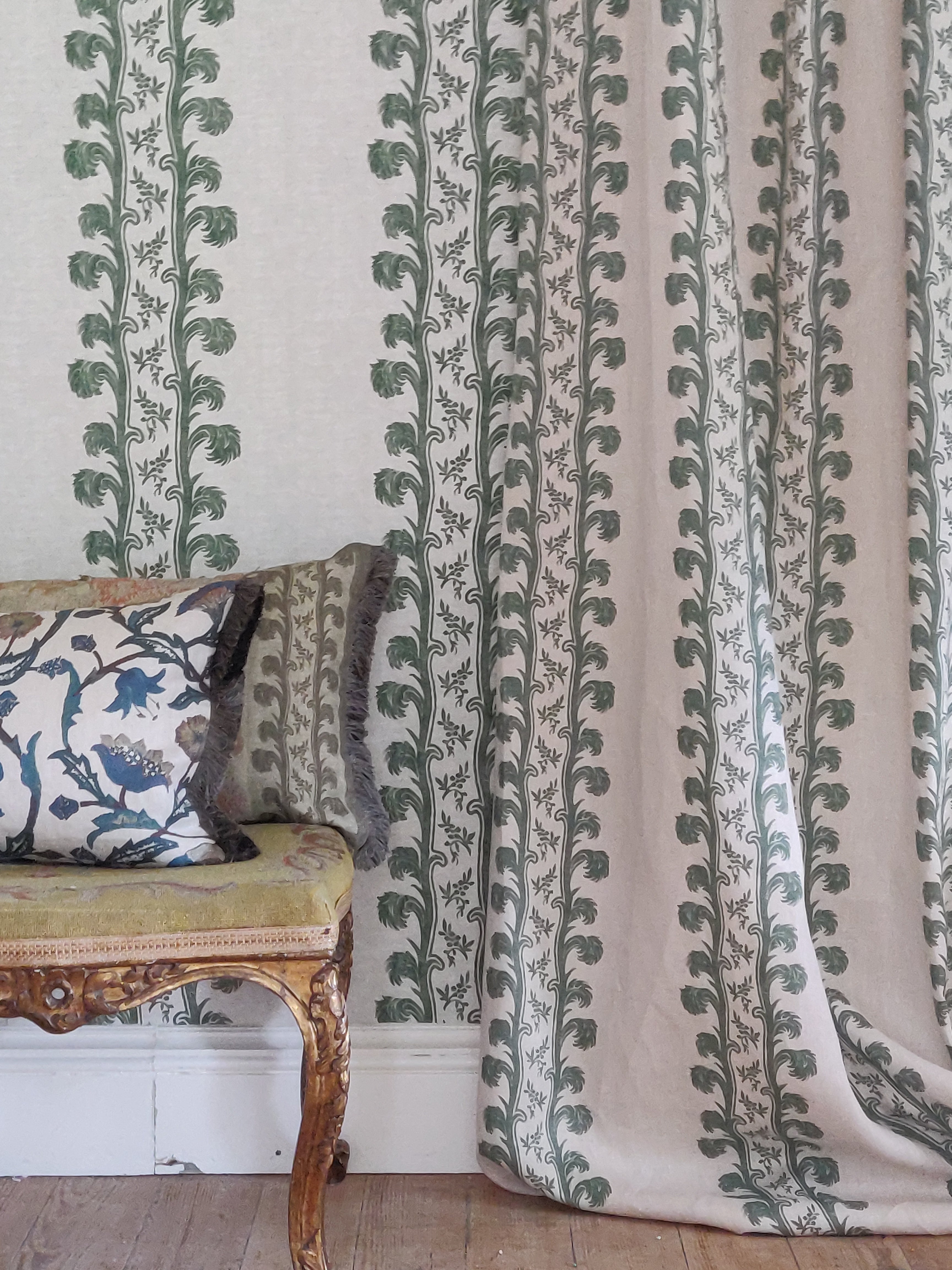 Plume Stripe Wallpaper - Forest Green Peel & Stick Removable Wallpaper for Bedroom, Living Room, Nursery Decor | Easy DIY Home Renovation