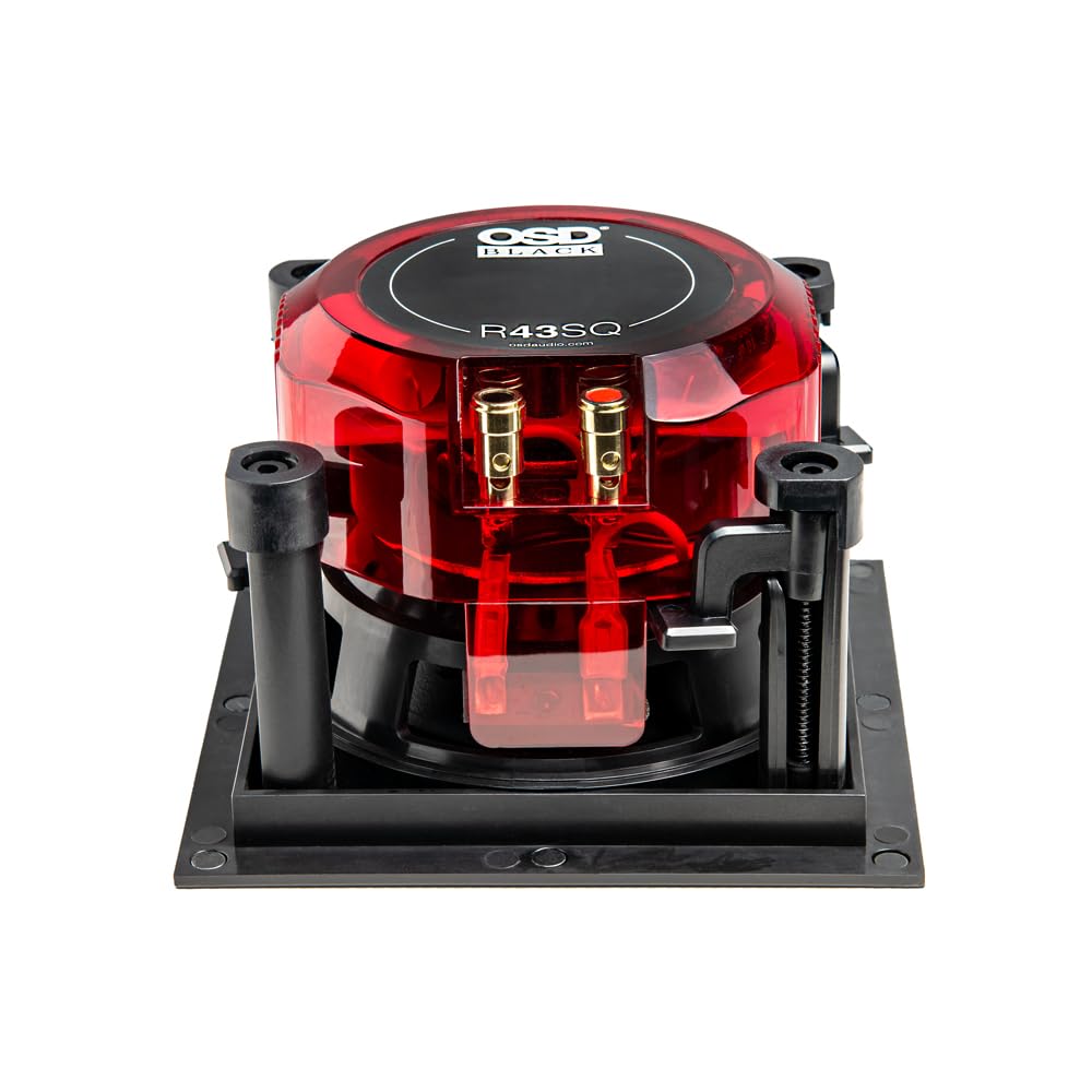 R43 4-Inch In-Ceiling Speaker with Square Grill, Small Aperture, 100W Full-Range 2-Way Design - Perfect for Home Theater, Background Music & Office Audio Systems