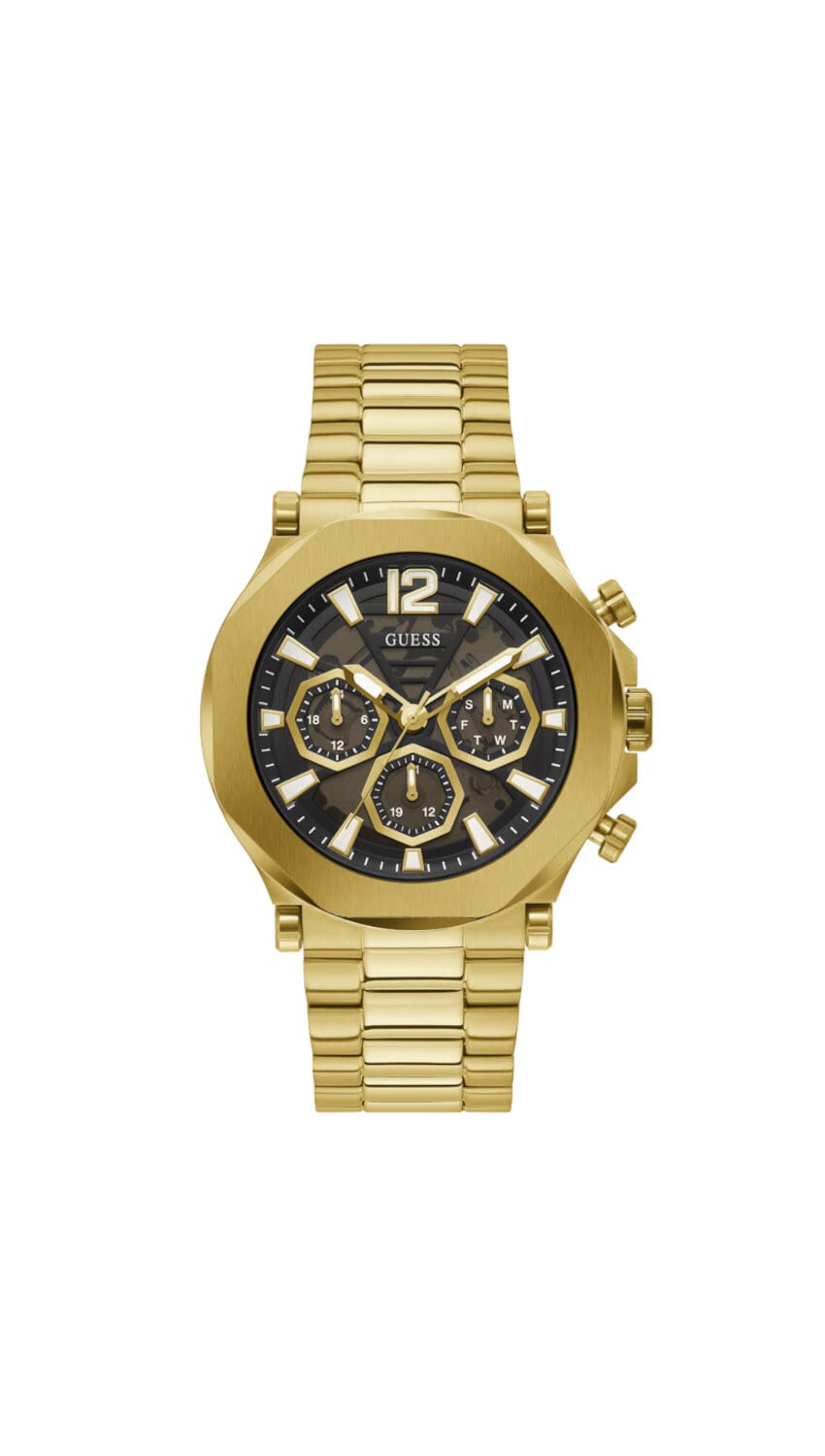 GUESS Men's 46mm Stainless Steel Chronograph Watch with Date Window - Water Resistant, Casual & Dress Style for Business, Office & Everyday Wear