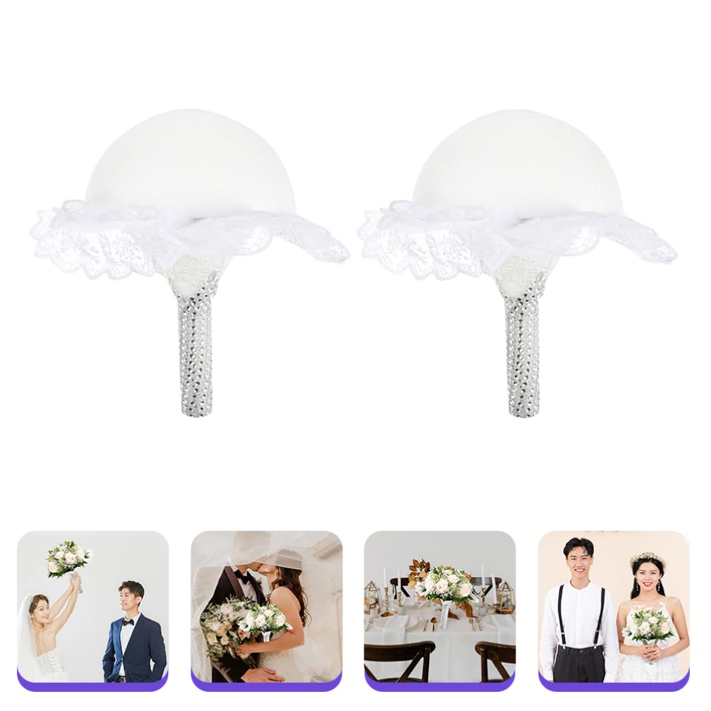 2pcs Bouquet Holder for Bridal Flowers - Wedding Bouquet Holder with Floral Foam - Handheld Flower Decoration for Artificial & Fresh Flowers - Perfect for Weddings, Bridal Showers & DIY Floral Arrangements