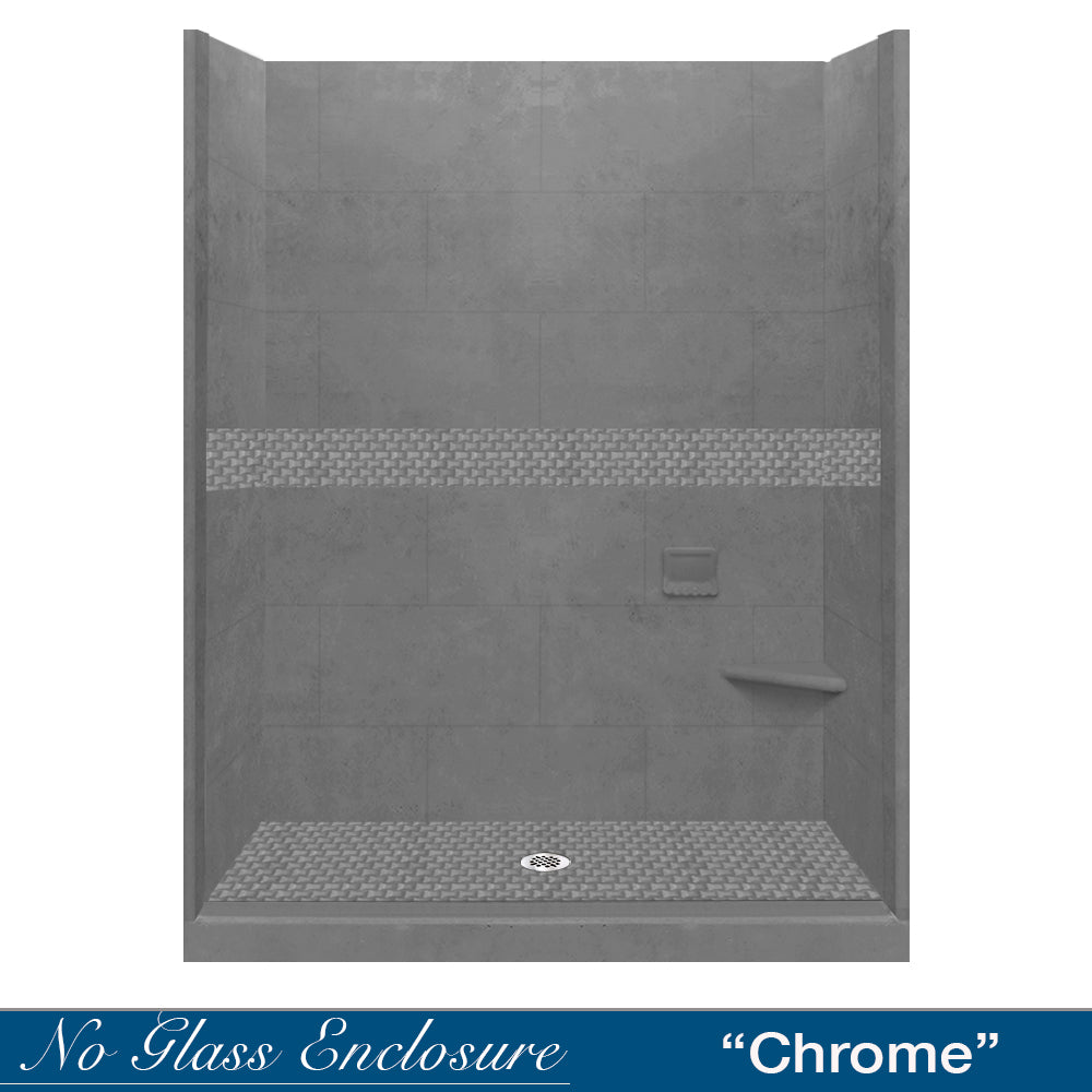 60 Alcove Wet Cement Sistine Stone & Jewel Stone Accent Tile - DIY Shower Remodel Kit for Bathroom Renovation - Perfect for Shower Walls, Backsplashes, and Bathroom Upgrades