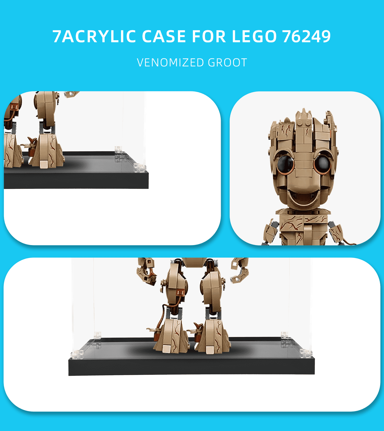 ICUANUTY Lego Marvel I am Groot 76217 Display Case - Clear Acrylic Showcase for Collectible Building Sets - Perfect for Home Decor, Office Display & Gift Giving