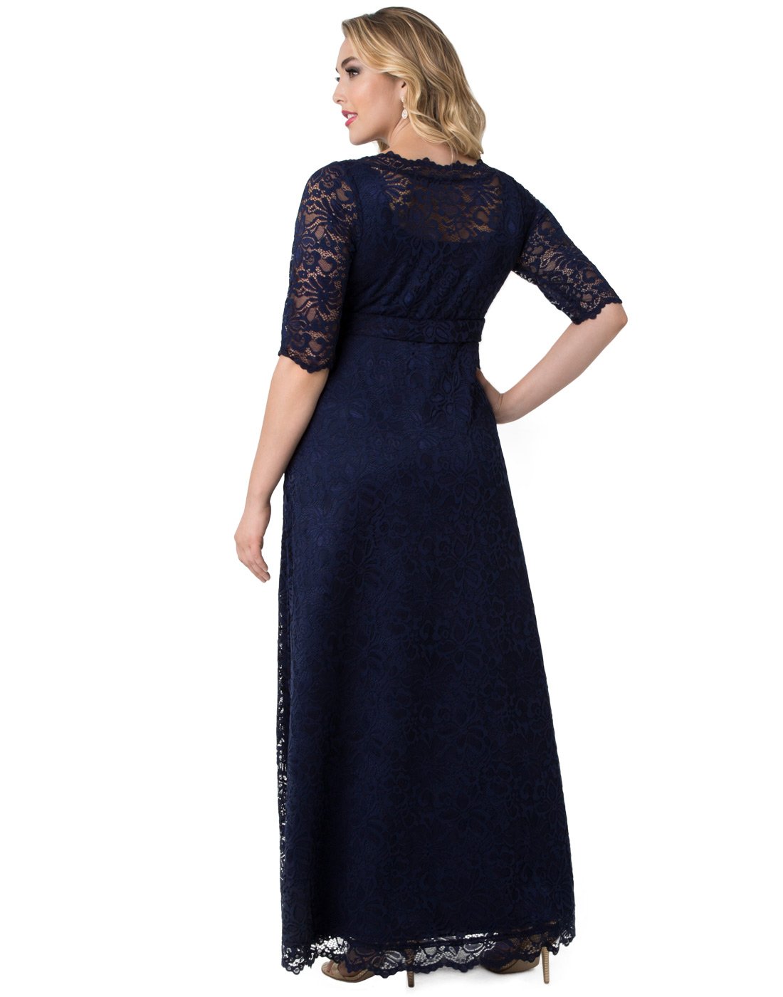 Kiyonna Women’s Plus Size Leona Lace Gown - Elegant Maxi Dress for Formal Evening, Wedding Guest & Special Occasions with Side Pockets | Perfect for Prom, Ball, Cocktail Party & Black Tie Events