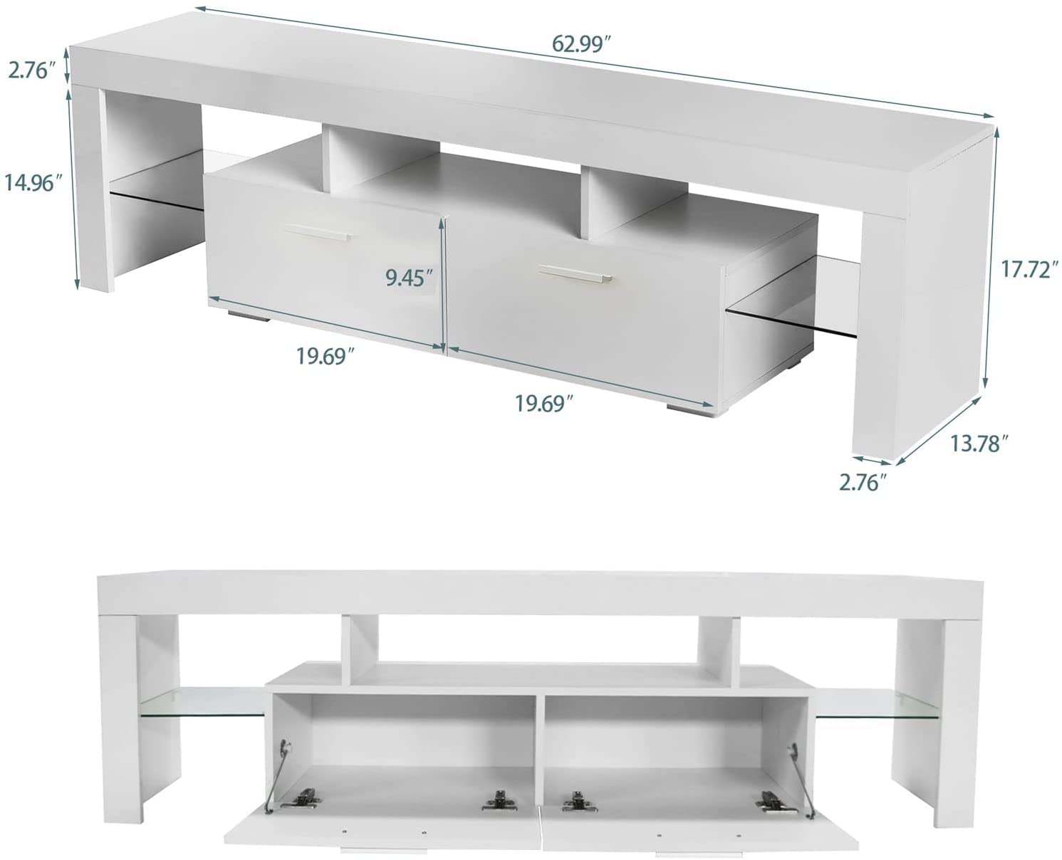 65 Inch TV Stand with LED Lights - 20 Color Effects, Modern Entertainment Center with Storage Drawers & Shelves, Perfect for Living Room, Home Theater & Gaming Setup