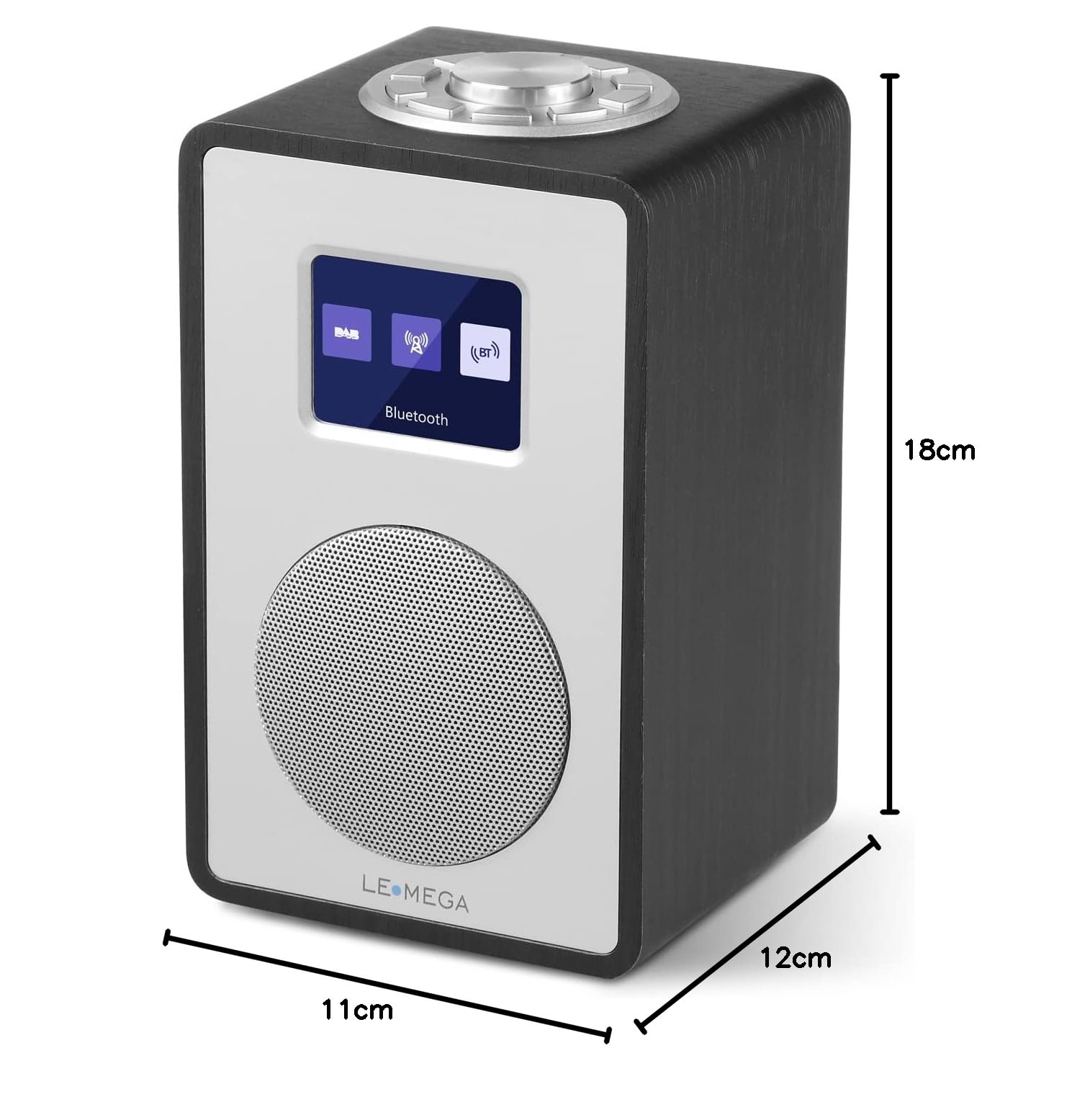 LEMEGA CR4 DAB/DAB+/FM Digital Radio with Bluetooth | Portable Wireless Radio with Mains/Battery Power | Dual Alarm Clock with Snooze | Color LCD Display | Wooden Effect (Black Oak) | Perfect for Bedroom, Kitchen & Travel