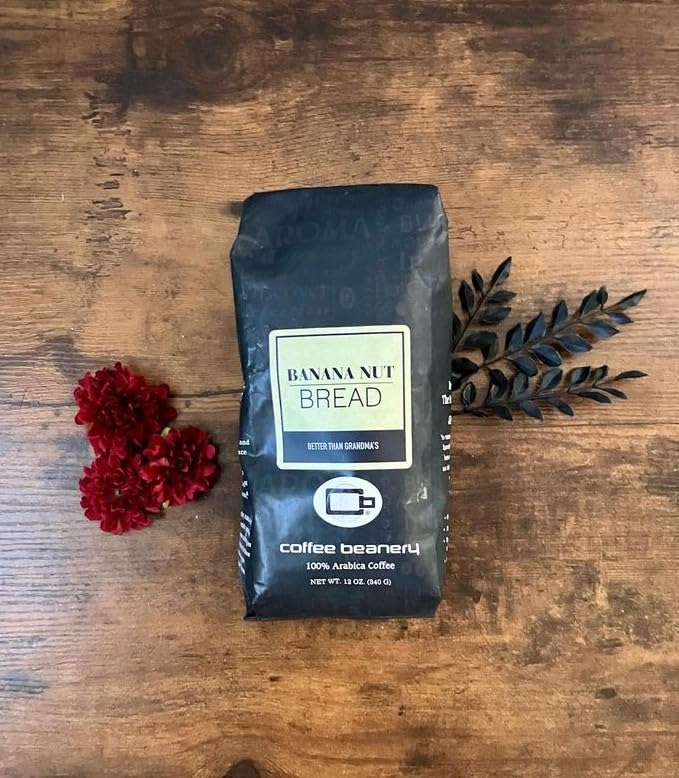 Premium Banana Nut Bread Flavored Arabica Coffee - Medium Roast Ground Coffee (12oz Bag) - Perfect for Breakfast, Afternoon Tea & Gift Giving