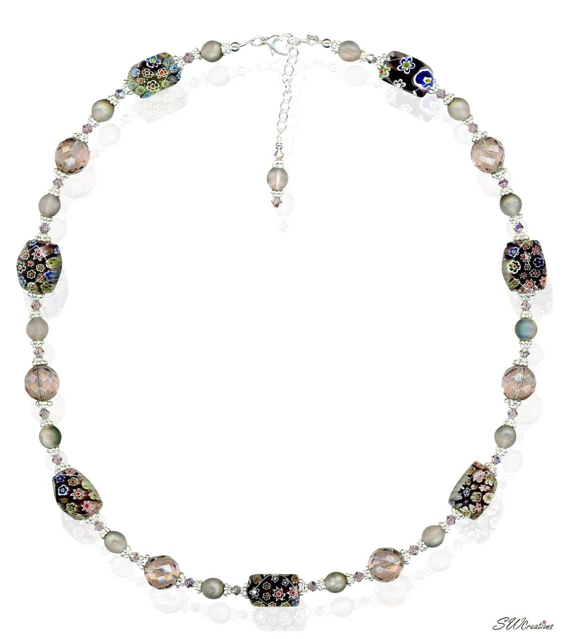 Natural Amethyst Crystal Floral Beaded Necklace for Women - Elegant Bohemian Jewelry Gift for Birthday, Wedding & Spiritual Healing