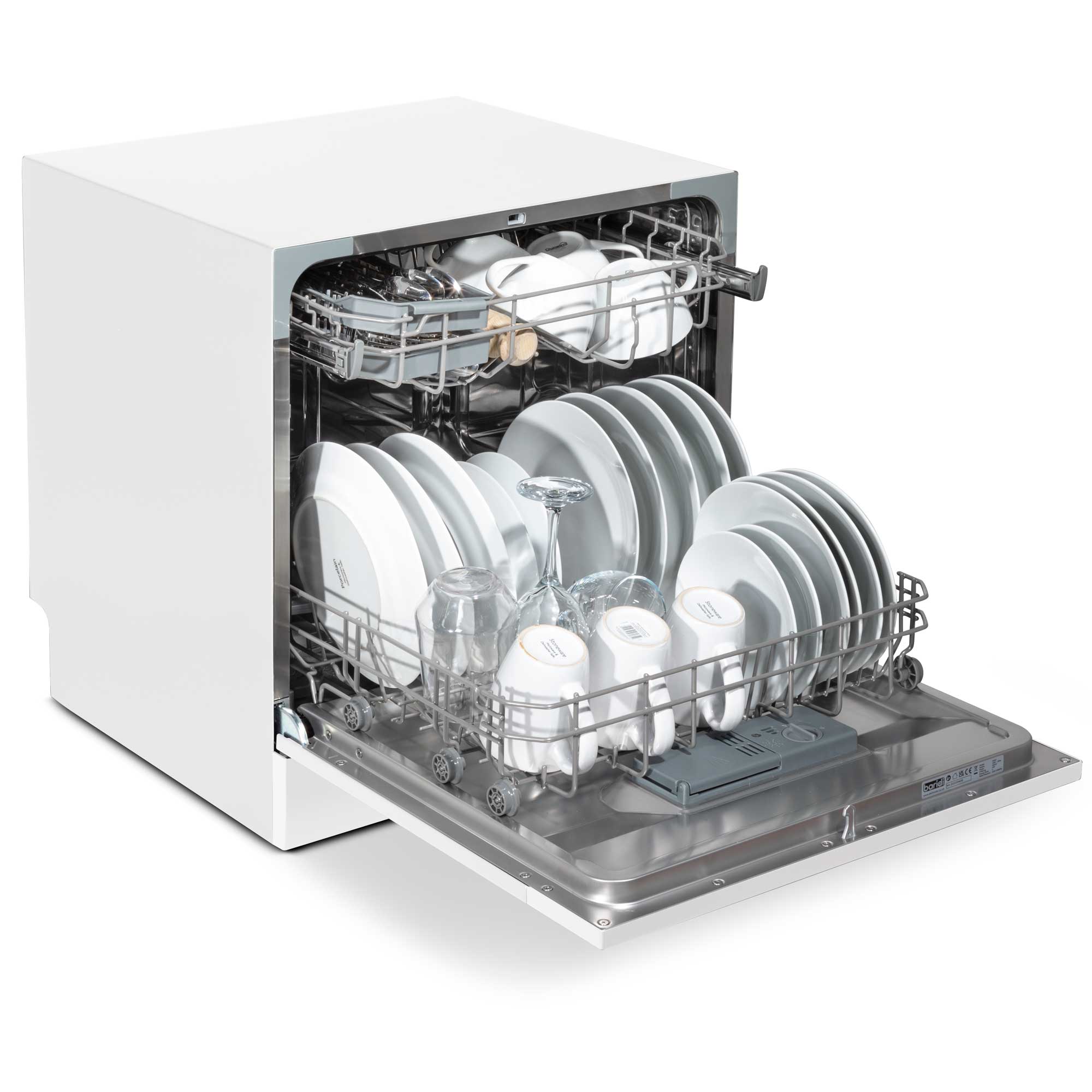 Baridi Compact Tabletop Dishwasher - 8 Place Settings, 6 Wash Programs, Ultra Quiet (45dB), 8L Capacity, Energy Efficient, White (Model DH86) - Perfect for Apartments, Dorms, RVs & Small Kitchens