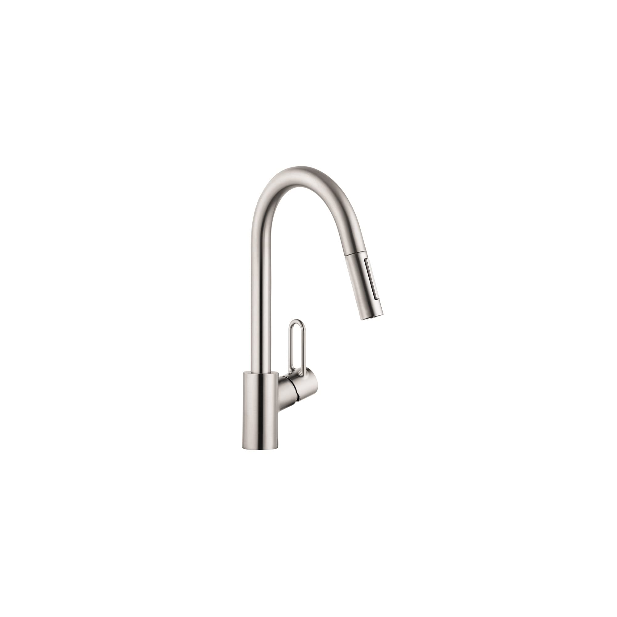 Hansgrohe Talis Loop Stainless Steel High Arc Pull-Down Kitchen Faucet with Sprayer - Modern Design for Sink - 04701805 - Perfect for Cooking, Washing Dishes & Food Prep