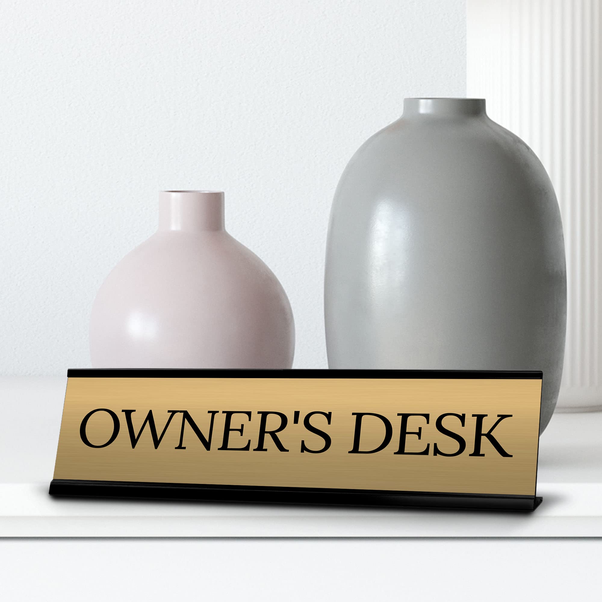 Personalized Owner's Desk Sign - 2x8 Inch Black Frame Office Decor - Perfect Gift for Bosses, Entrepreneurs & Office Professionals - Ideal for Desks, Workstations & Corporate Gifting