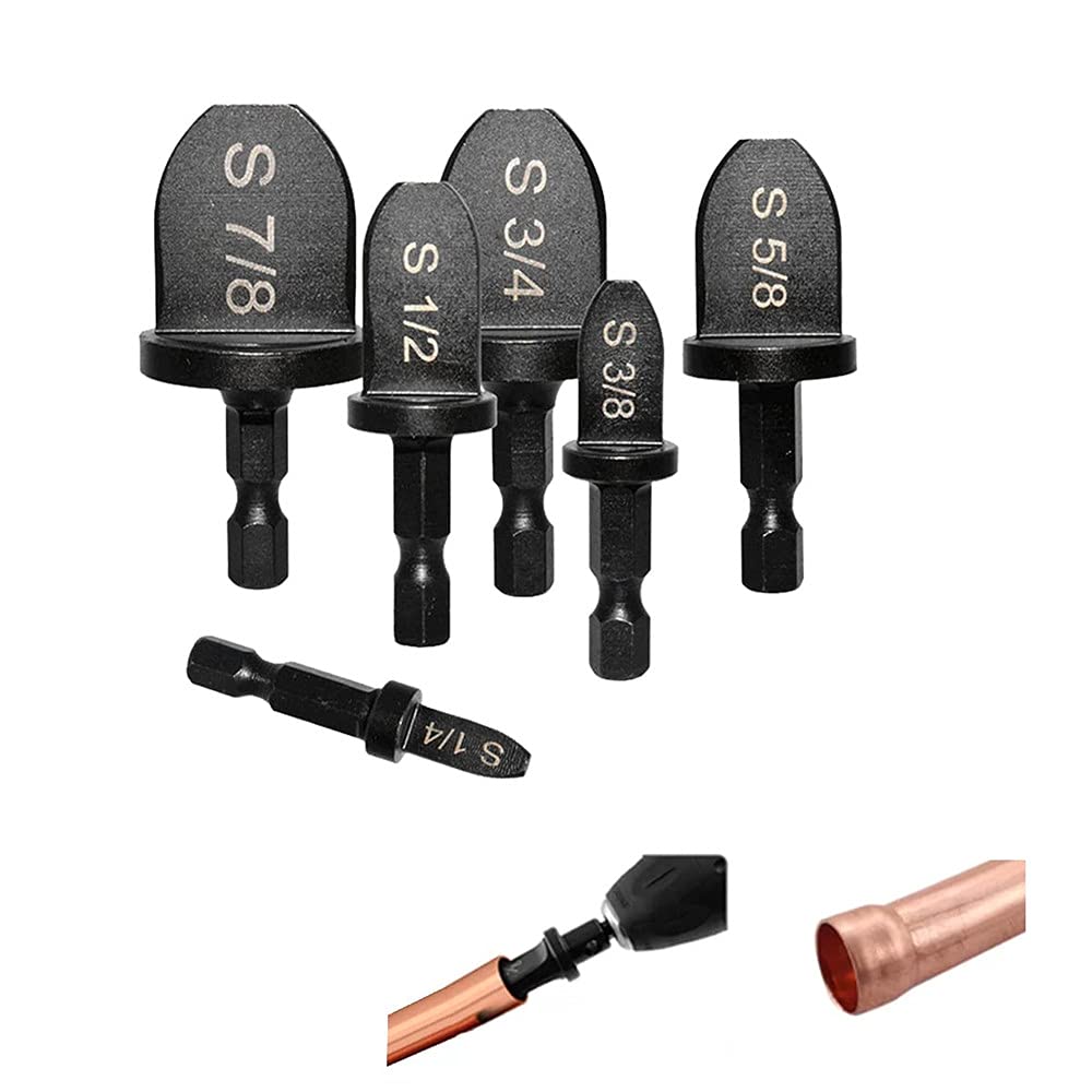 6-Piece Copper Pipe Drill Expanding Tool Set - Hex Handle Swaging Bits for Air Conditioning Installation & HVAC Repair | Durable AC Refrigerant Line Tools for Professional Technicians & DIY Home Improvement