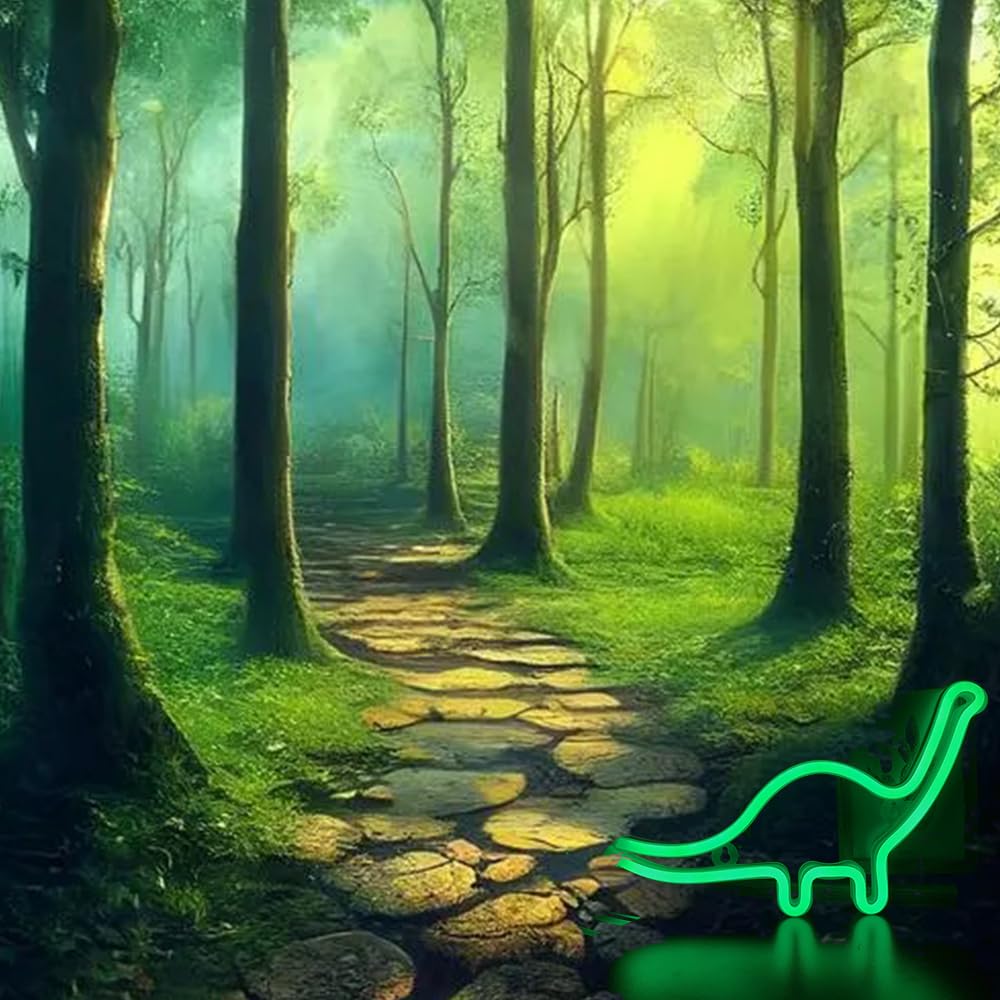 Nordstylee Neon Dinosaur Light Signs - LED Dinosaur Night Lights for Kids Room, Wall Decor, Birthday Party & Christmas Gift | Dinosaur-Themed Bedroom Lighting, Nursery Decor & Fun Party Decoration