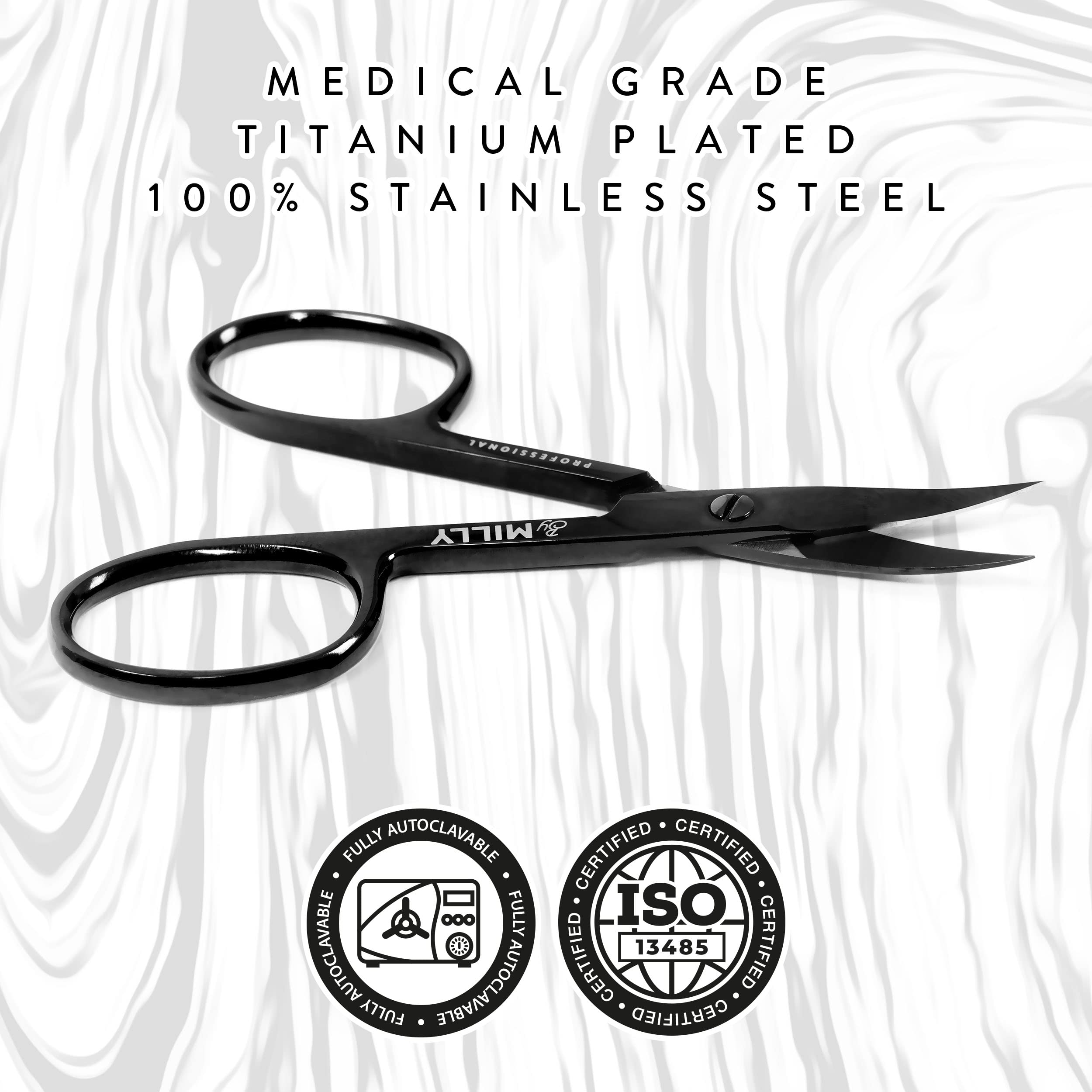 Premium Nail Scissors for Women - High Carbon Stainless Steel Manicure Scissors with Razor Sharp Curved Blades | Professional Grooming Tool for Home & Salon Use | Durable Black Beauty Scissors for Perfect Nail Care