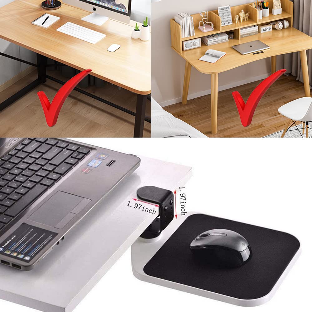 FUZADEL Adjustable Under Desk Mouse Platform - 360° Swivel Clamp-On Mouse Tray with Wrist Rest | Ergonomic Computer Accessory for Office & Gaming Setup
