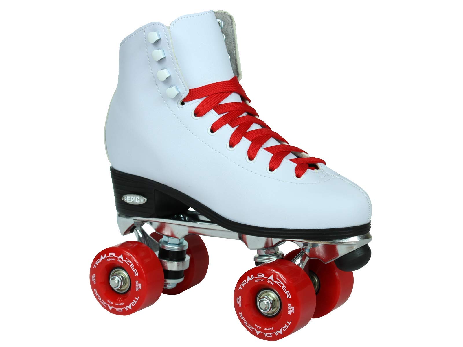 Epic Skates Classic White Roller Skates with Red Wheels - Perfect for Outdoor Skating, Rink Fun & Fitness