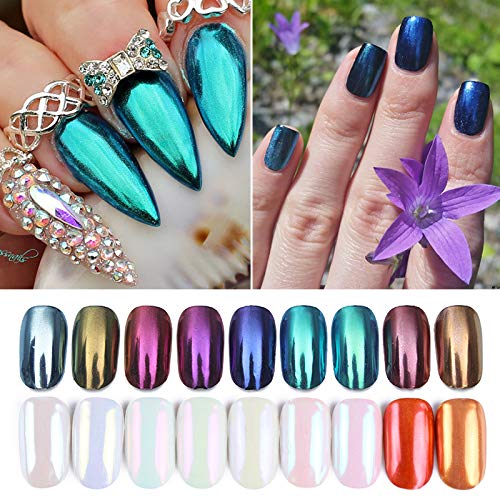 7-Color Chrome Nail Powder Set - Rose Gold, Silver & Holographic Glitter Dust with Sponge Applicators | Professional Nail Art Pigments for DIY Manicures, Acrylic Nails & Gel Polish Designs | Perfect for Parties, Weddings & Special Occasions