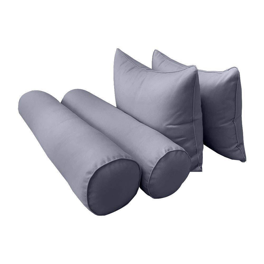 Prolinemax Outdoor Style 4 Twin-XL Piped Trim Daybed Mattress Bolster Pillow Fitted Cover Only - AD001 | Perfect for Patio Furniture, Sunroom Decor & Guest Bedding