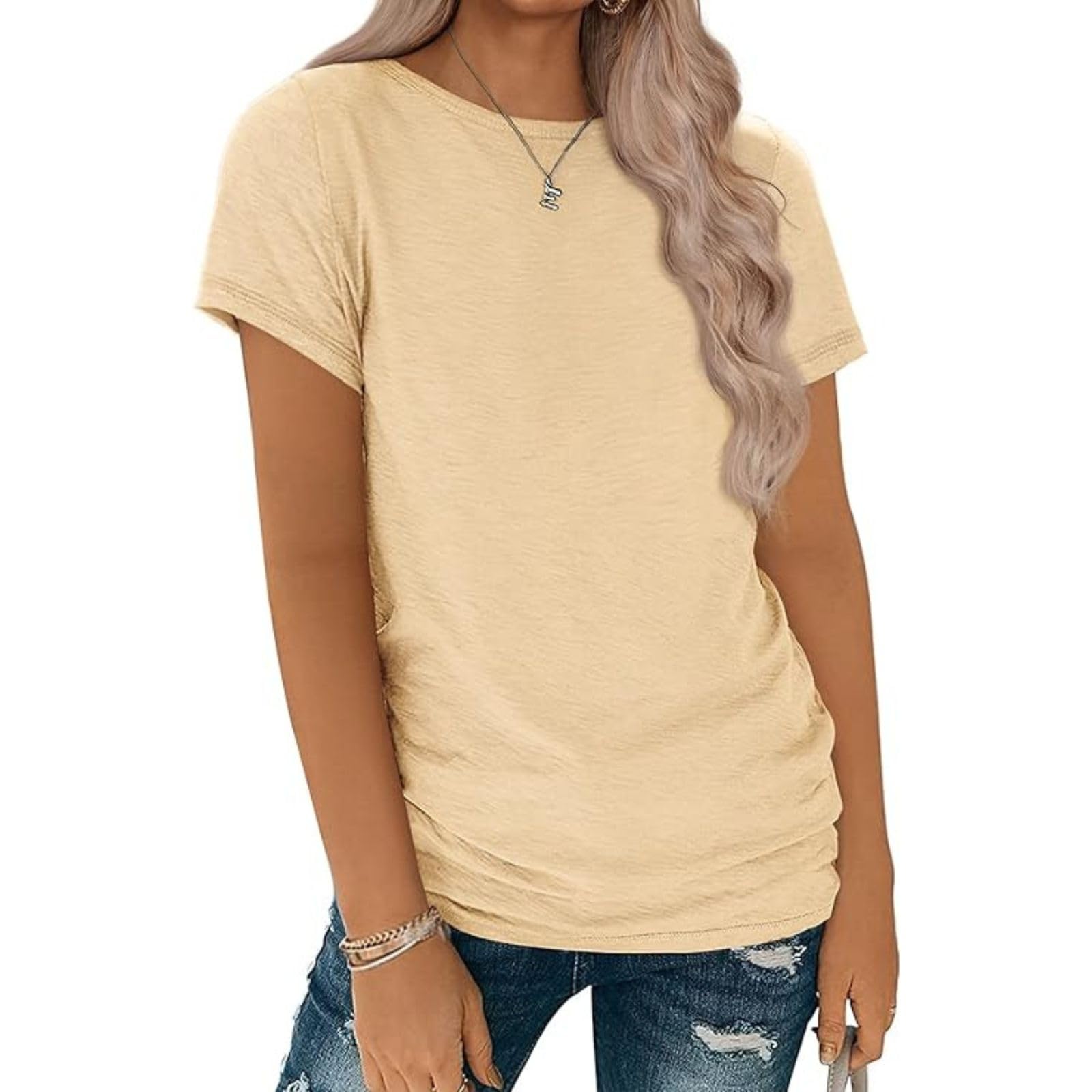 Women's Round Neck Short Sleeve T-Shirts - Summer Fashion Basic Tee Tops for Casual Wear & Everyday Outfits