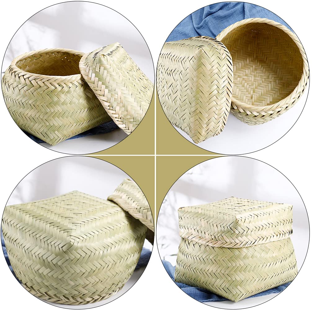 DOITOOL Bamboo Woven Bread Basket with Lid - Natural Handwoven Storage Basket for Bread, Snacks, Fruits & Vegetables | Perfect for Kitchen Counter, Dining Table, Picnic & Farmhouse Decor