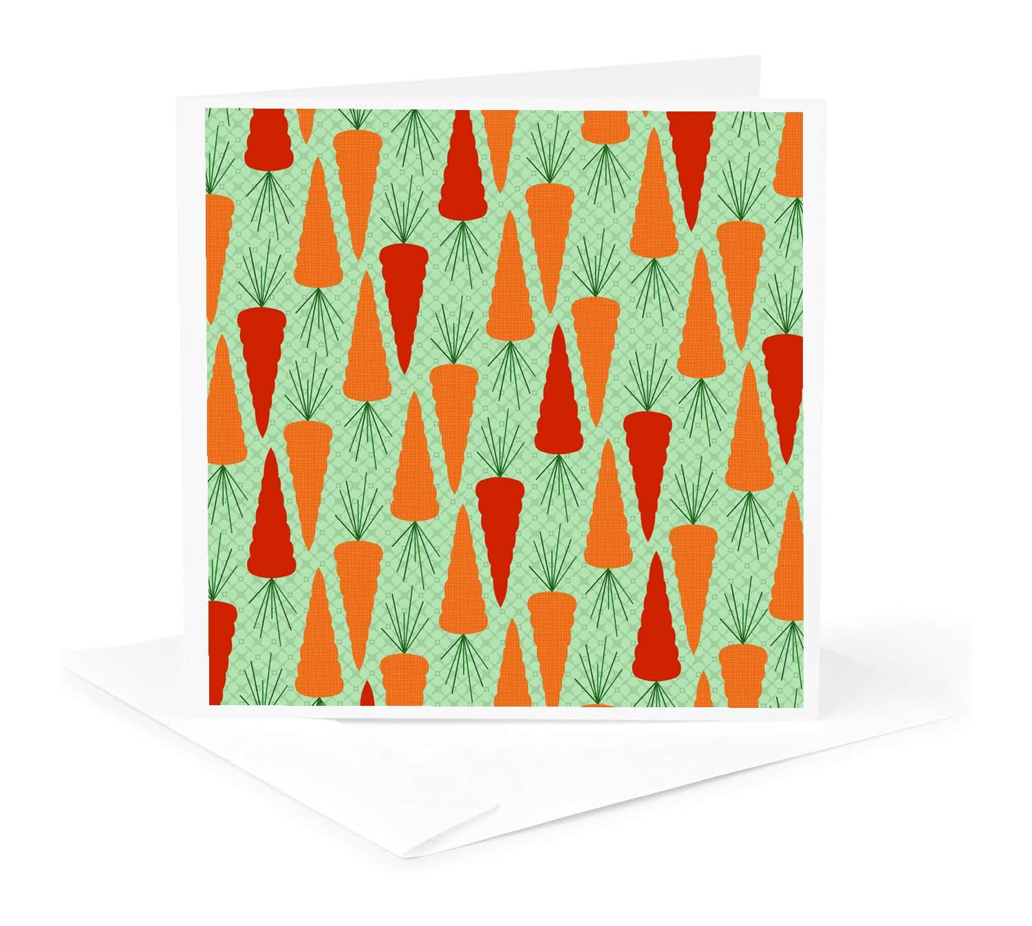 Eco-Friendly Carrot Print Greeting Card for Kitchen - Green Food & Drink Design - Perfect for Housewarming, Chef Gifts & Cooking Enthusiasts