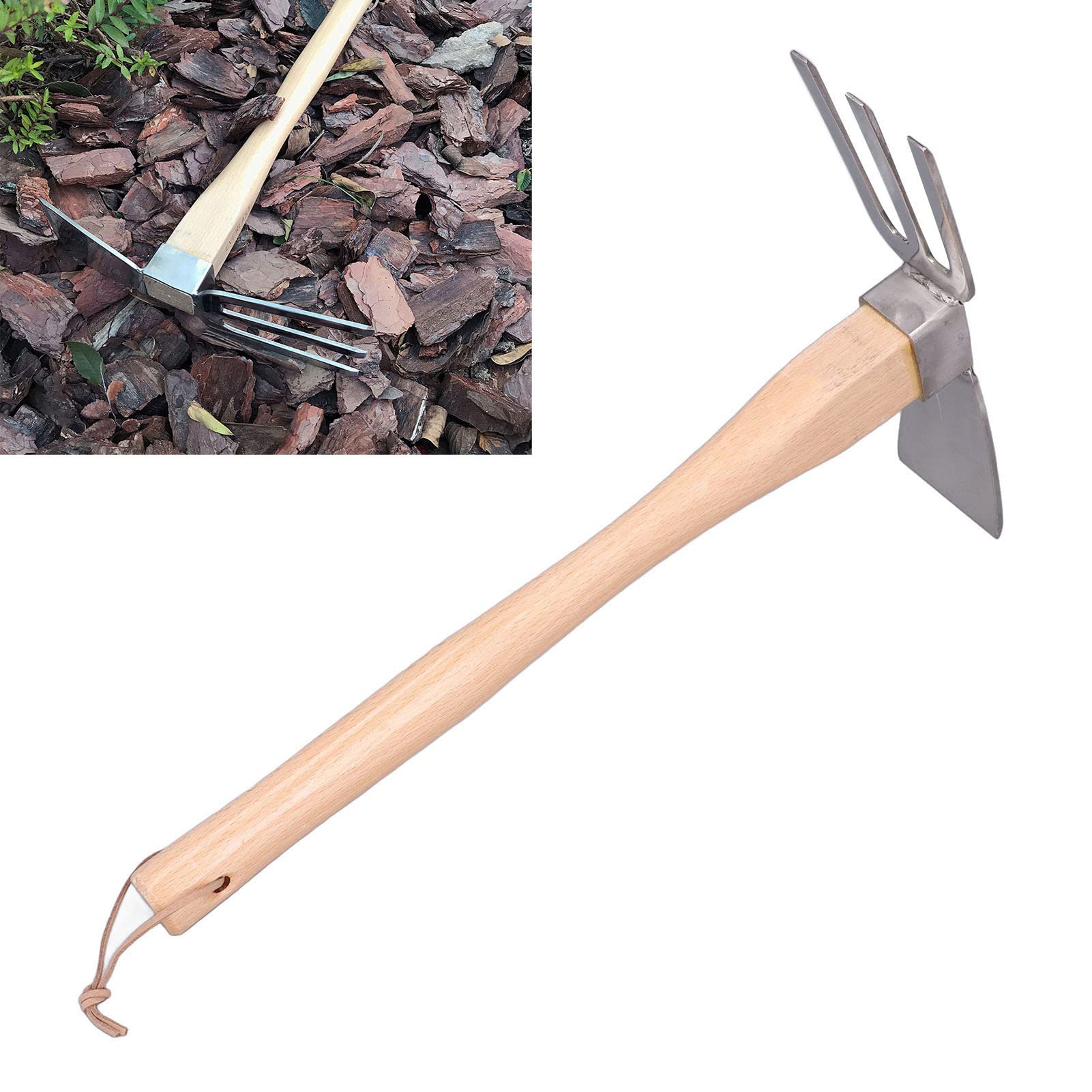 Shanrya Lightweight Gardening Hoe & Rake Hand Tool for Miniature Gardens - Perfect for Weeding, Soil Cultivation & Small Space Gardening