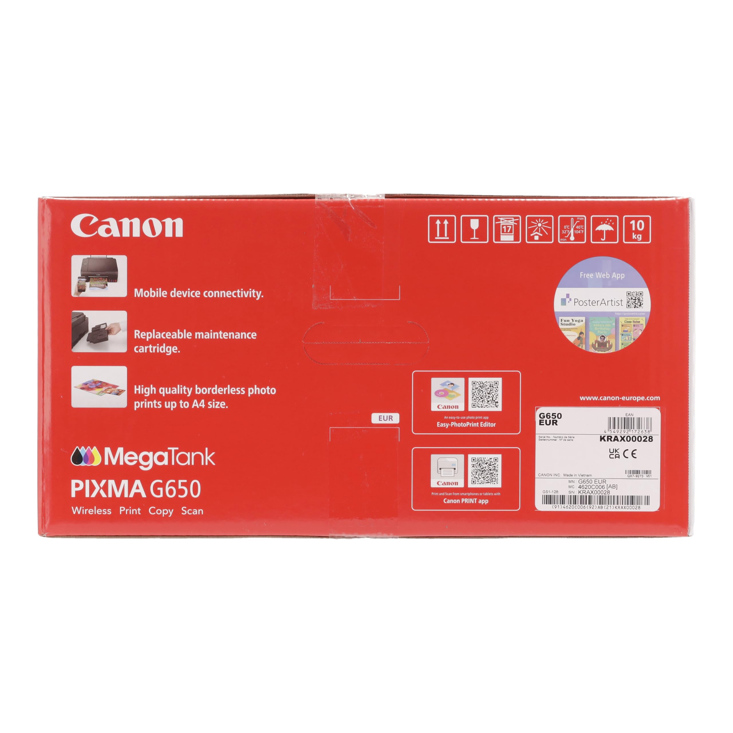 Canon PIXMA G650 MegaTank Wireless All-in-One Printer with Scanner, Copier - High Resolution 4800x1200 dpi, Photo Printing, 10x15cm, LCD Display, WiFi, Auto Power On/Off - Black | Ideal for Home Office, Small Business & Photo Printing