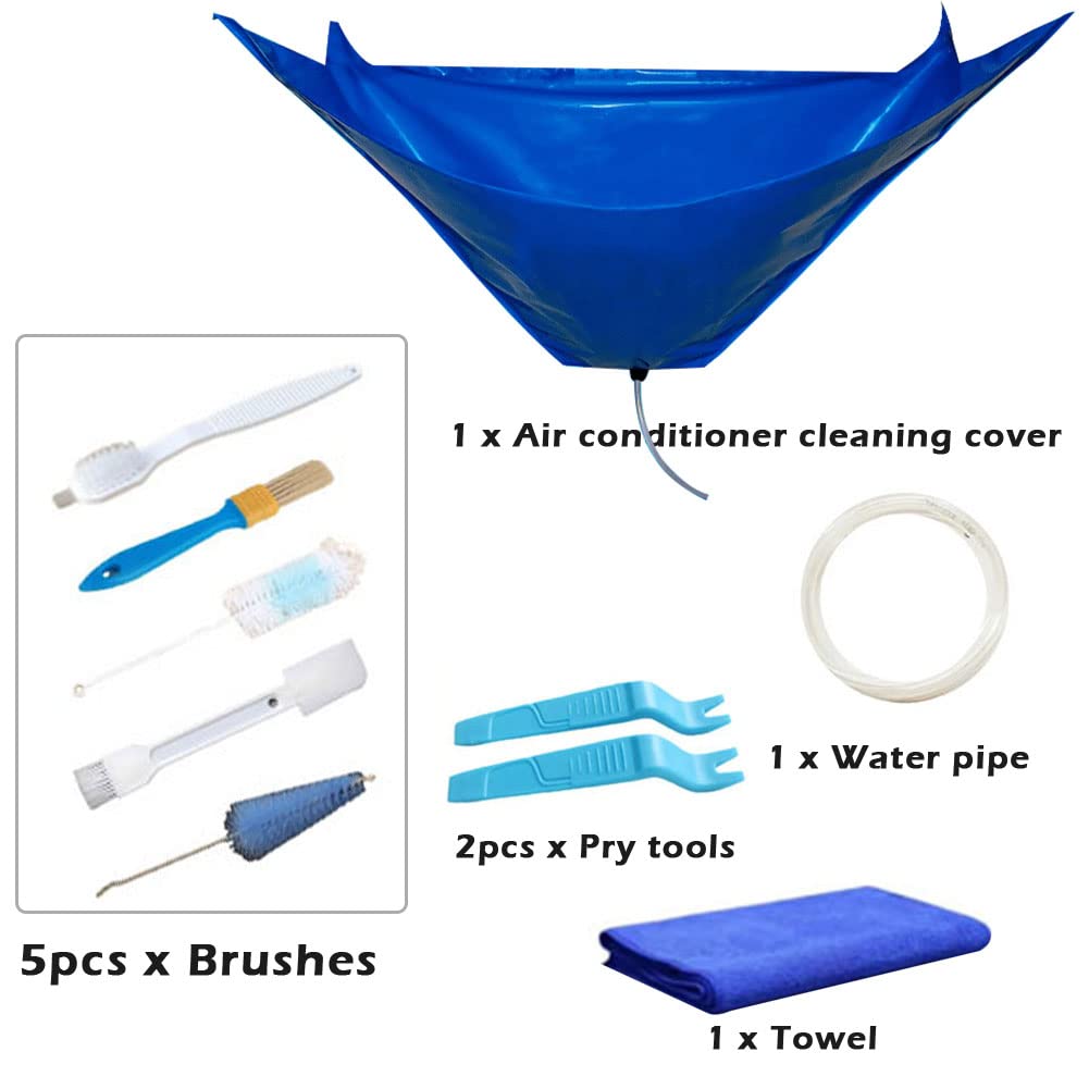 Waterproof Wall Mounted Split Air Conditioner Cleaning Cover Kit with 2.4m Water Pipe - Mini Split Dust Washing Clean Bag for 1~1.5P Household AC (135x60cm) | Easy DIY AC Maintenance for Home & Office