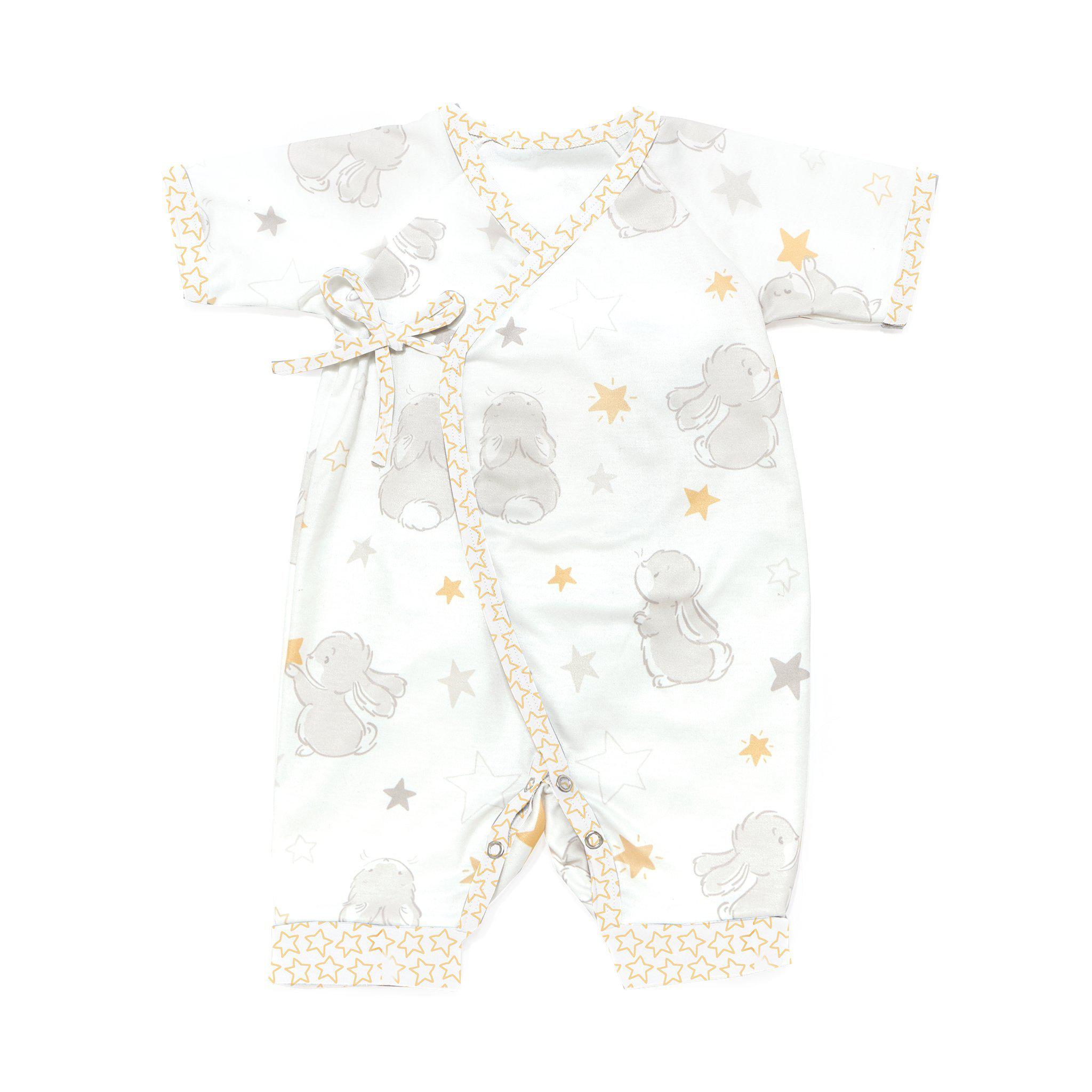 Bloom Bunny Kimono Romper and Hat Set for Baby Girls - Soft Cotton Outfit with Matching Hat - Perfect for Photoshoots, Birthday Parties & Special Occasions