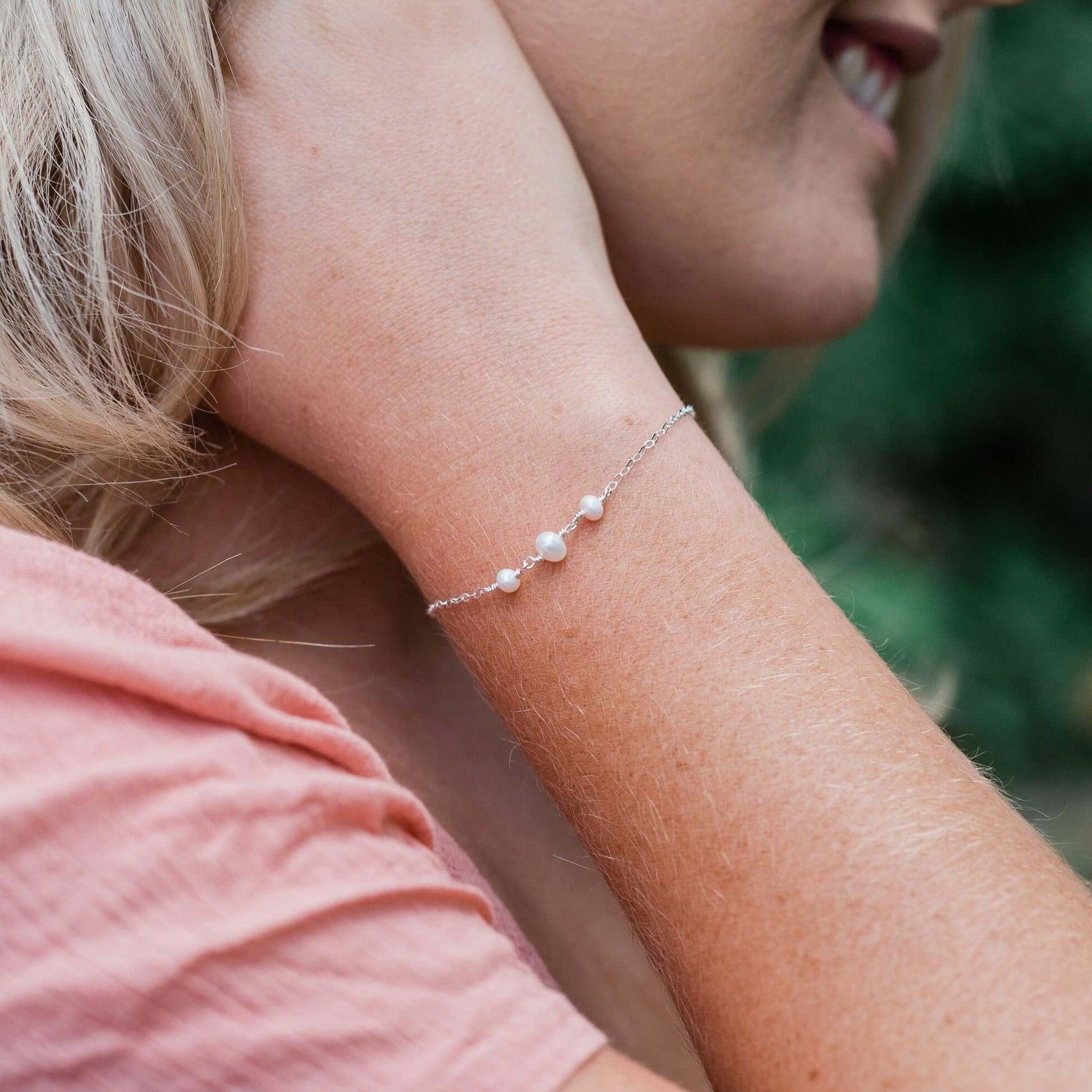 Elegant White Freshwater Pearl Beaded Chain Bracelet for Women - Perfect for Weddings, Parties & Everyday Wear