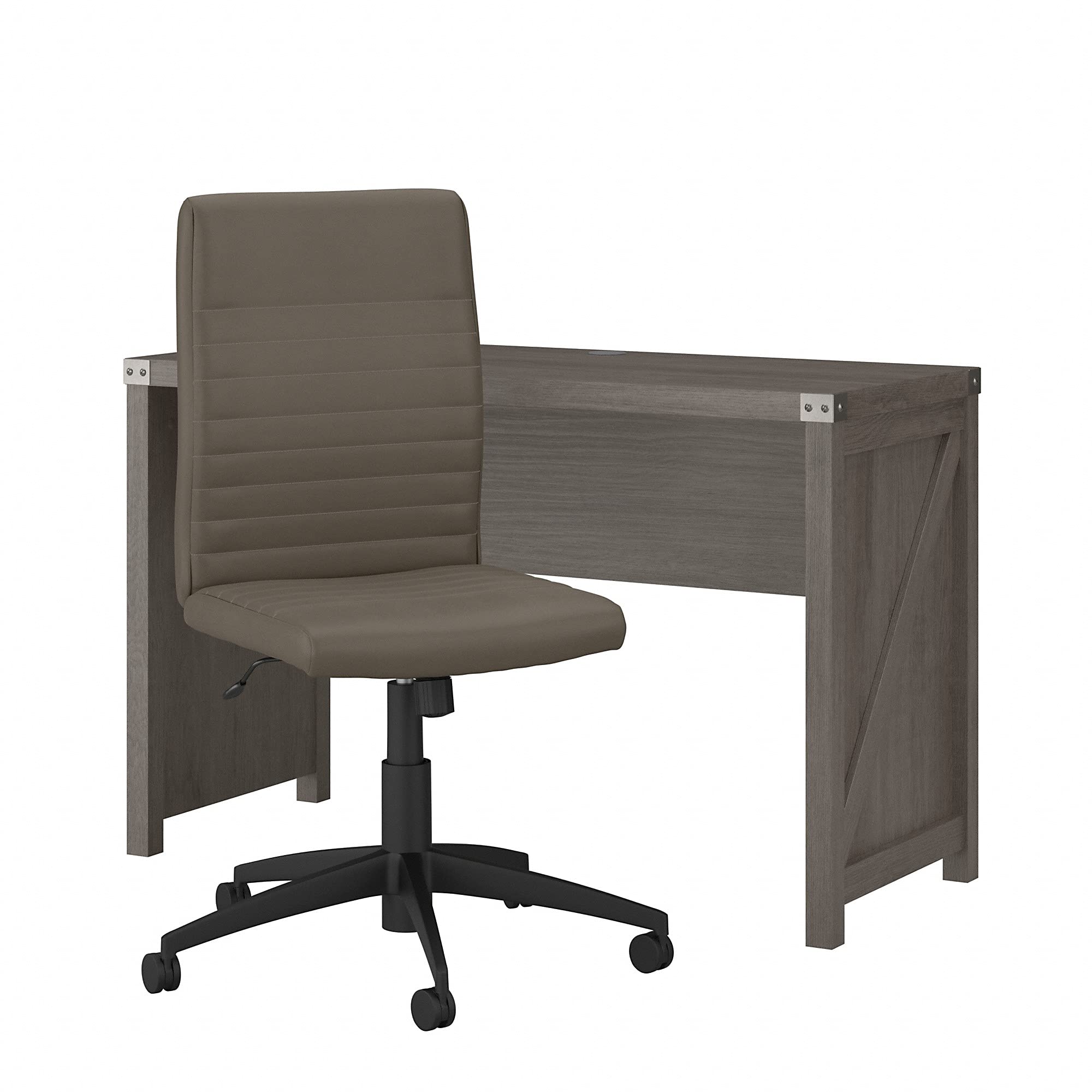 Kathy Ireland Home by Bush Furniture Cottage Grove Farmhouse Writing Desk and Chair Set - 48 Inch Wide, Restored Gray - Perfect for Home Office, Study Room, and Farmhouse Style Decor