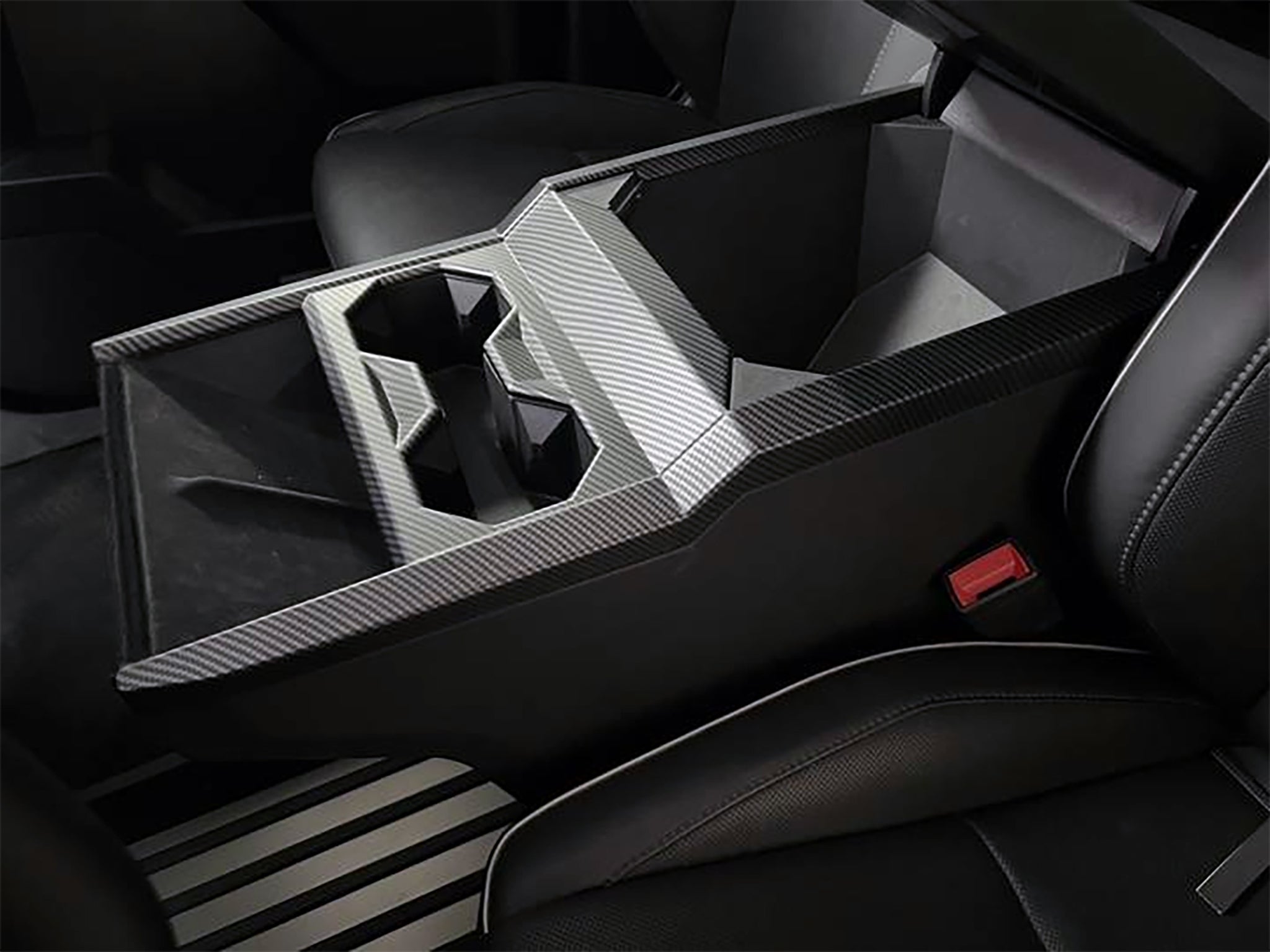 Premium Real Carbon Fiber Cybertruck Center Console & Cup Holder Frame - Durable & Stylish Interior Upgrade for Tesla Cybertruck Owners (Perfect for Road Trips & Daily Commutes)