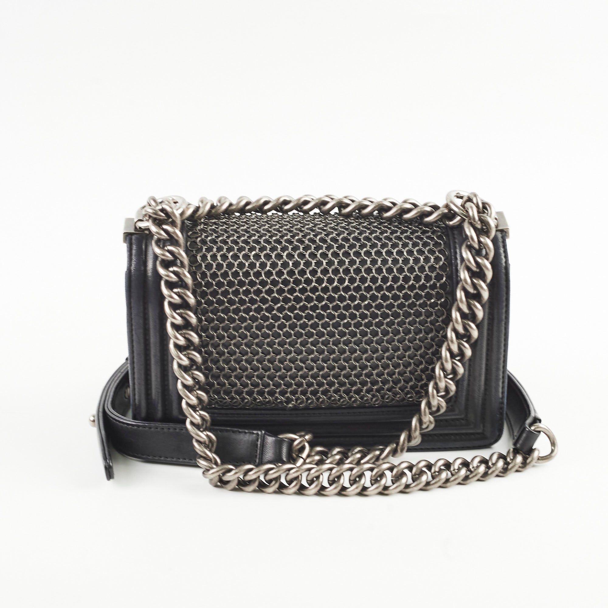 Chanel Small Boy Chainmail Bag Black - Luxury Designer Crossbody Bag for Women | Perfect for Evening Parties, Date Nights & Special Occasions