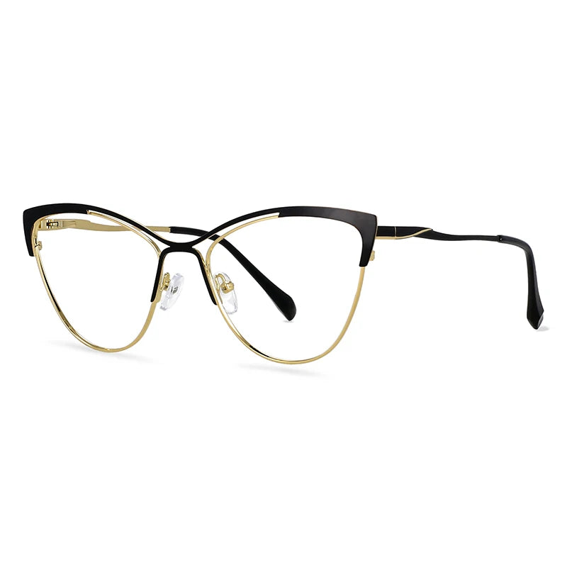 CCspace Women's Full Rim Cat Eye Alloy Eyeglasses Frame 57119 - Stylish Retro Glasses for Women, Lightweight Metal Frame with UV Protection - Perfect for Office, Reading & Fashion Accessories