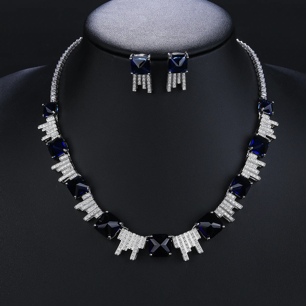 4 Colors Zirconia Necklace & Earrings Set - Elegant Bridal Wedding Jewelry for Women | Perfect for Weddings, Parties, and Special Occasions