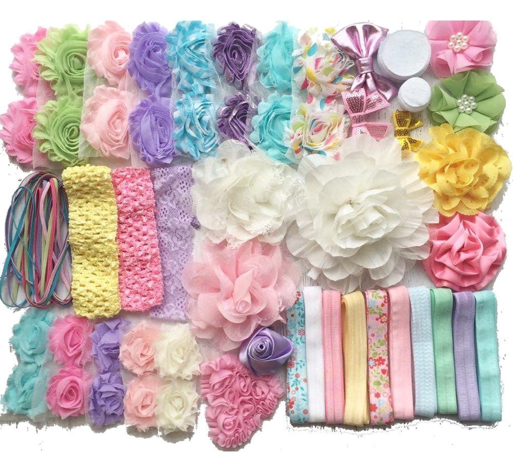 Bowtique Emilee DIY Baby Headband Kit - Make Over 30 Headbands for Baby Showers, Newborn Photography & Nursery Decor | Spring Pastel Colors for Girls | Perfect Baby Shower Gift & Craft Station