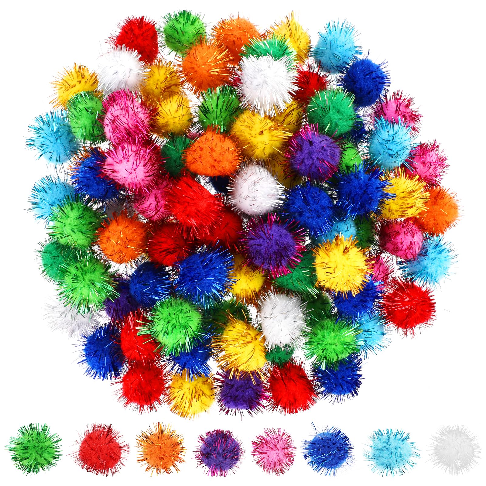 100Pcs 1 Inch Soft Fluffy Colored Pom Pom Balls for DIY Crafts, Arts & Decorations - Bulk Fuzzy Pompoms for Kids Projects, Party Decor, Classroom Activities & Creative Home Decor