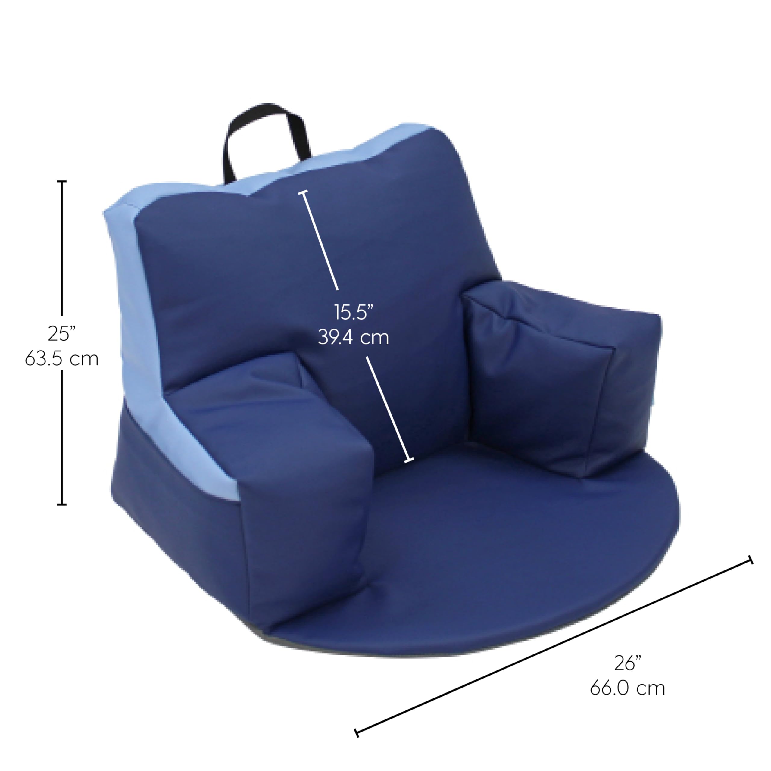 SoftScape Relax-N-Read Bean Bag Chair with Supportive Back Rest, Storage Pockets & Thick Foam Floor Pad - Portable Seating for Kids & Adults (2-Pack, Navy/Powder Blue, Large) - Perfect for Reading Nooks, Dorm Rooms & Play Areas