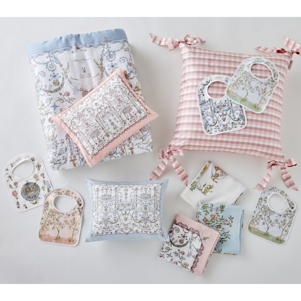 Atelier Choux Baby Bib - In Bloom Pink Floral Design | Soft Organic Cotton Drool Bib for Newborns & Infants | Perfect for Feeding, Teething, and Everyday Use