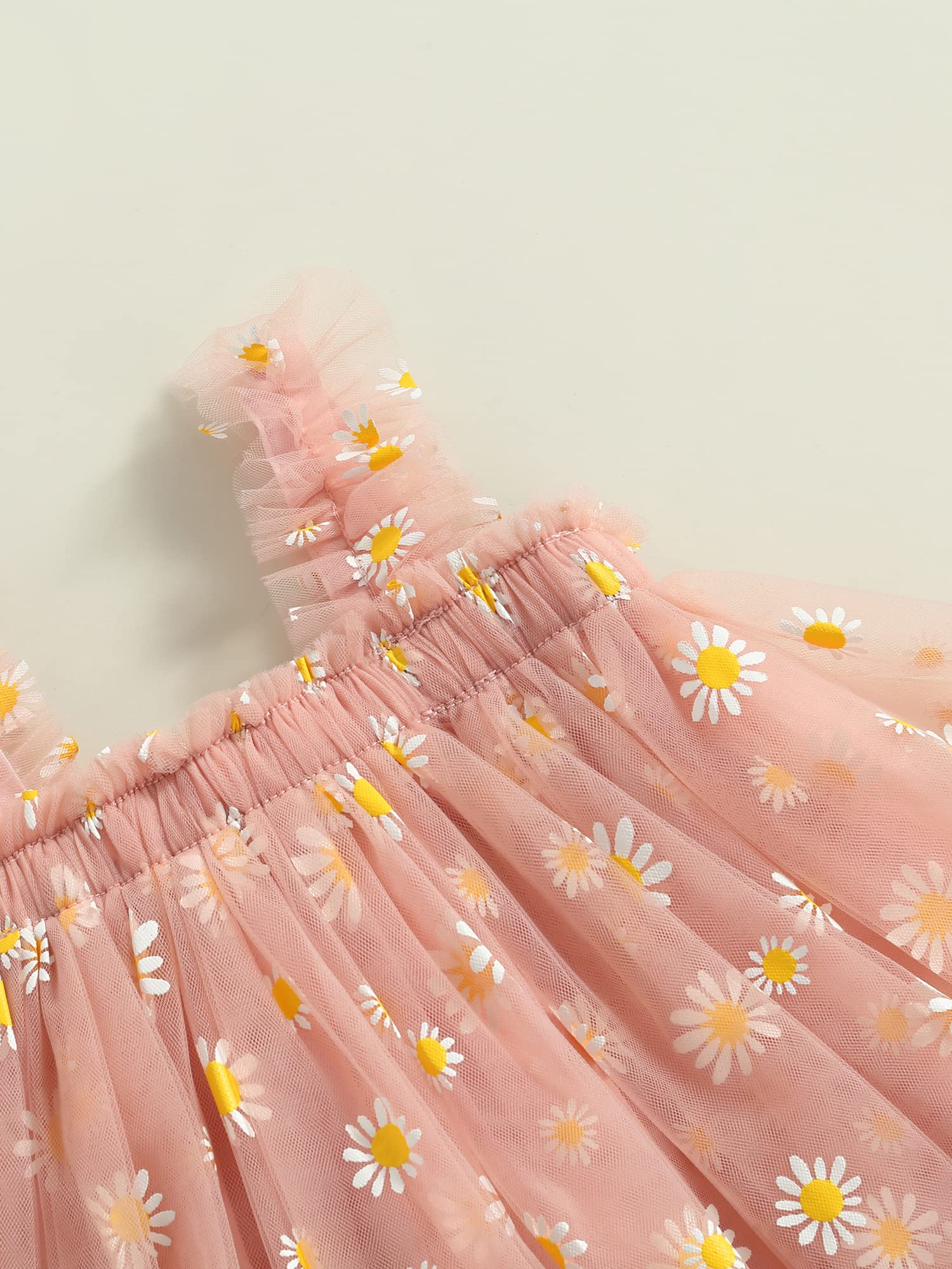 Toddler Baby Girl Summer Dress - Sleeveless Floral Fruit Embroidery Casual Mesh Tutu Puff Dress for Playdates & Beach Outings