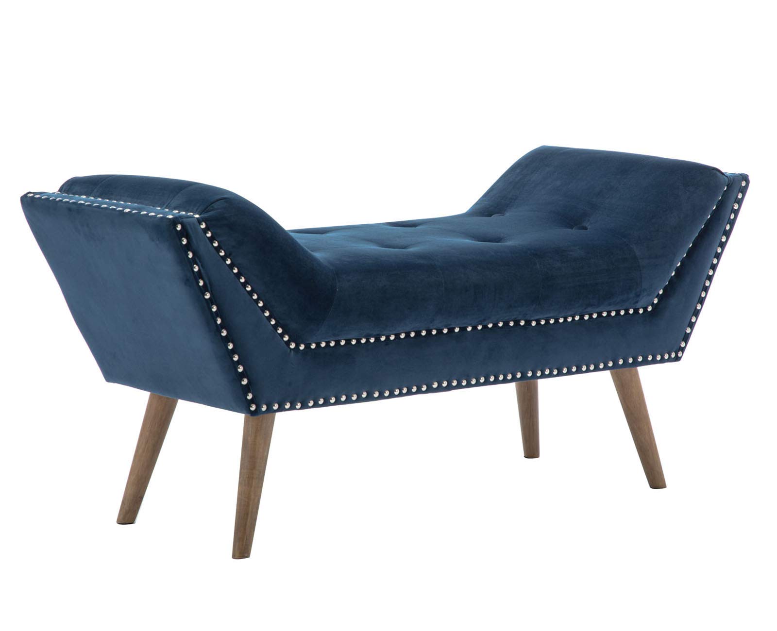 Guyou Fabric Storage Bench - Upholstered Entryway Bench, Bedroom Bench for End of Bed, Living Room Ottoman Footrest in Navy Blue - Perfect for Small Space Organization & Extra Seating